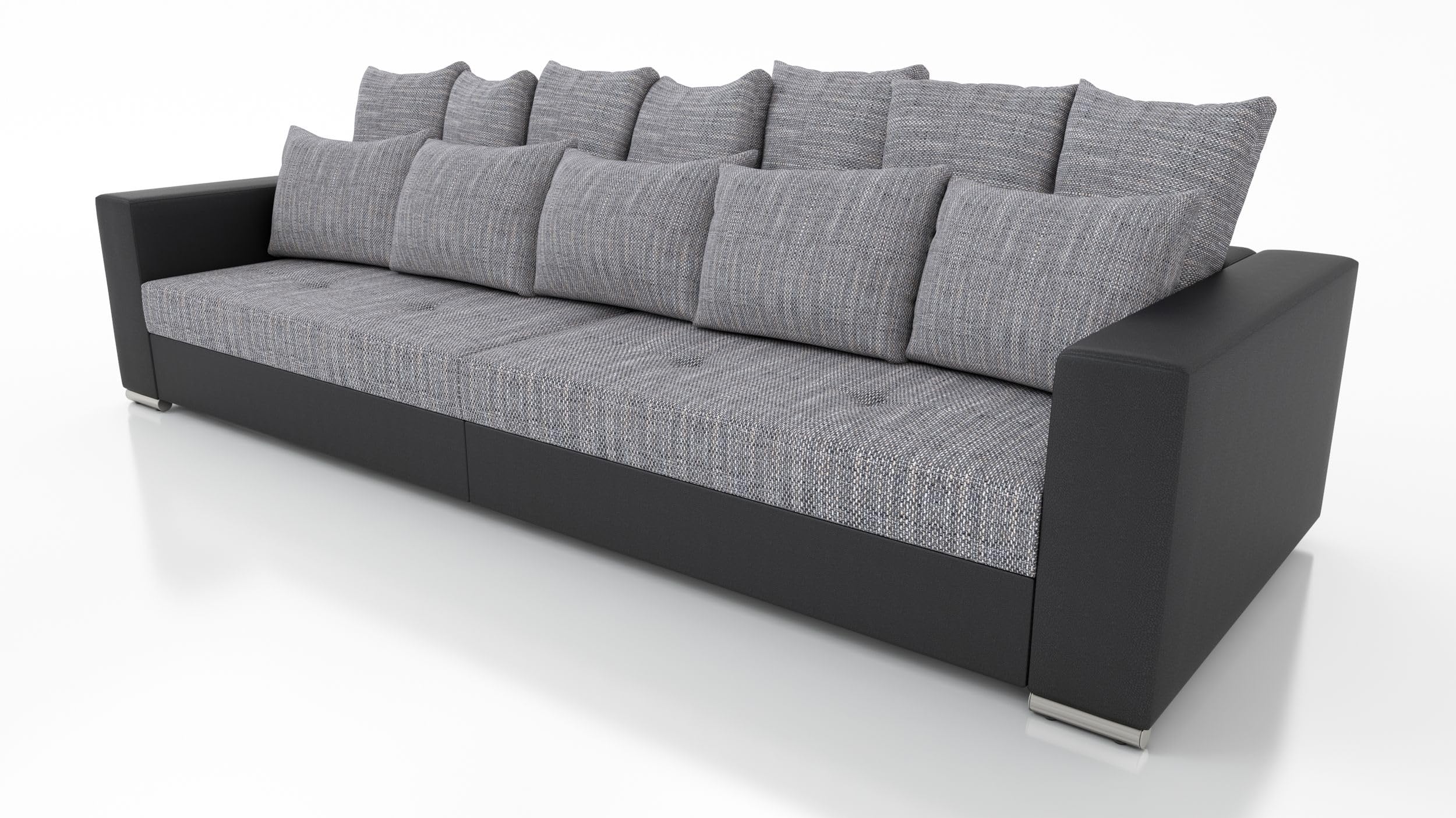 Kuechen-preisbombe Modernes Big Sofa Wohnlandschaft Sofa Couch Jumbo XXL 2 - Schwarz - Hellgrau
