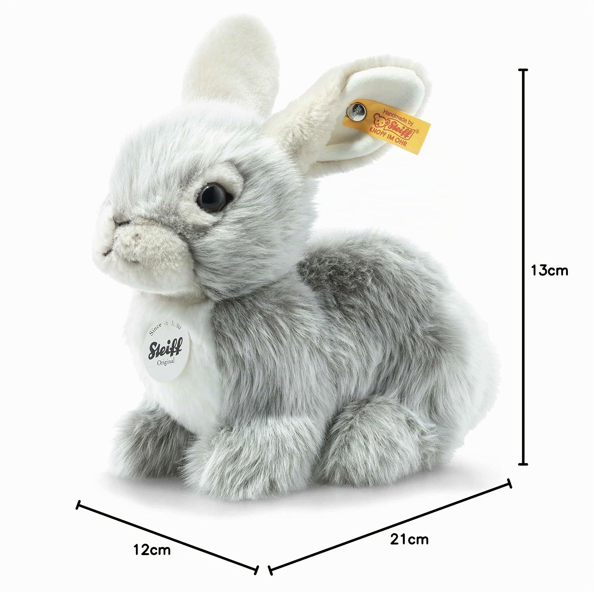 Steiff 067488 Dormili Hase - 21 cm - Kuscheltier - grau sitzend