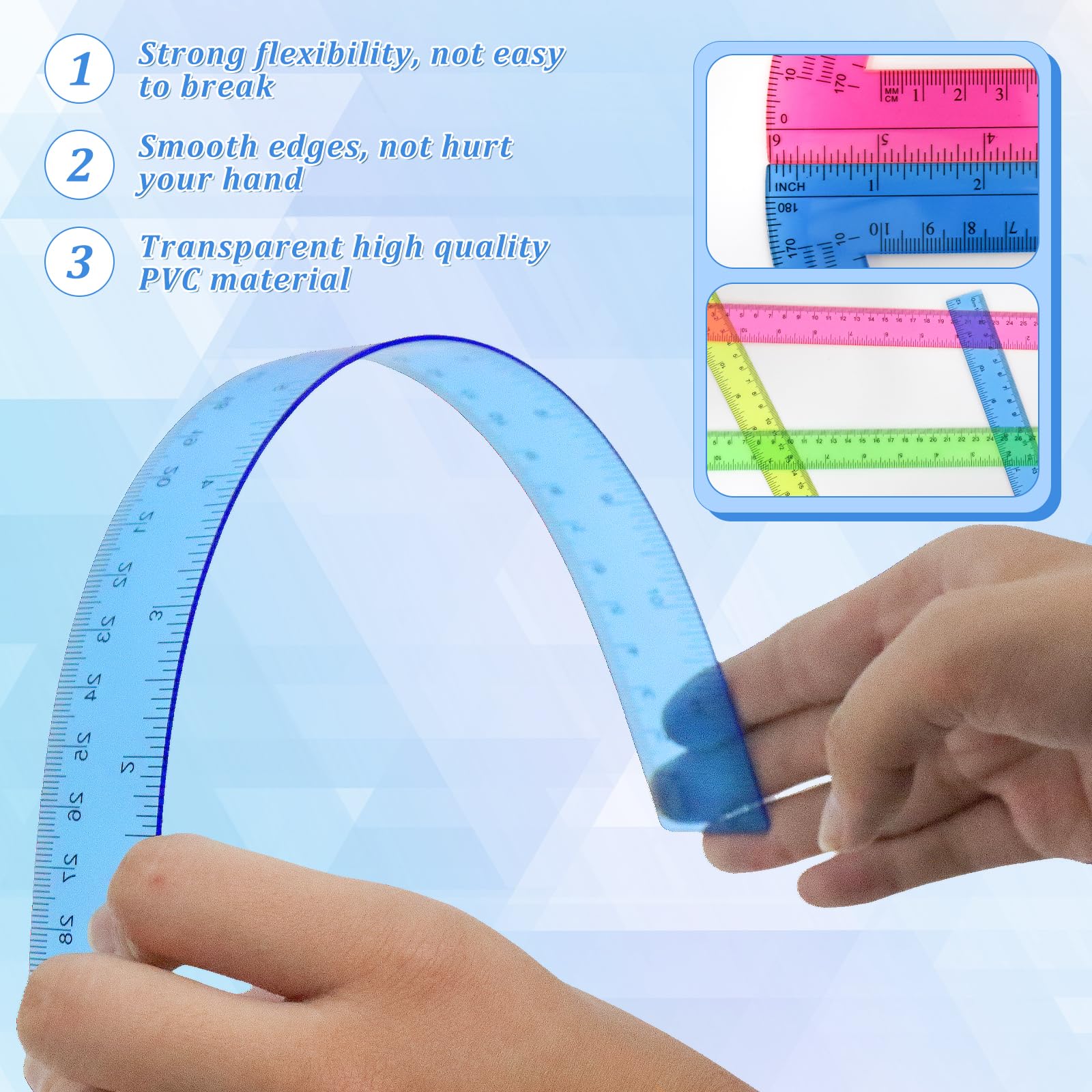 8pcs 6in Plastic Protractor with 12in Plastic Ruler Set,Clear Protractor Clear Ruler Math Geometry Protractor Ruler Set Student Classroom Protractor with Ruler,Transparent Protractor for School - Image 3