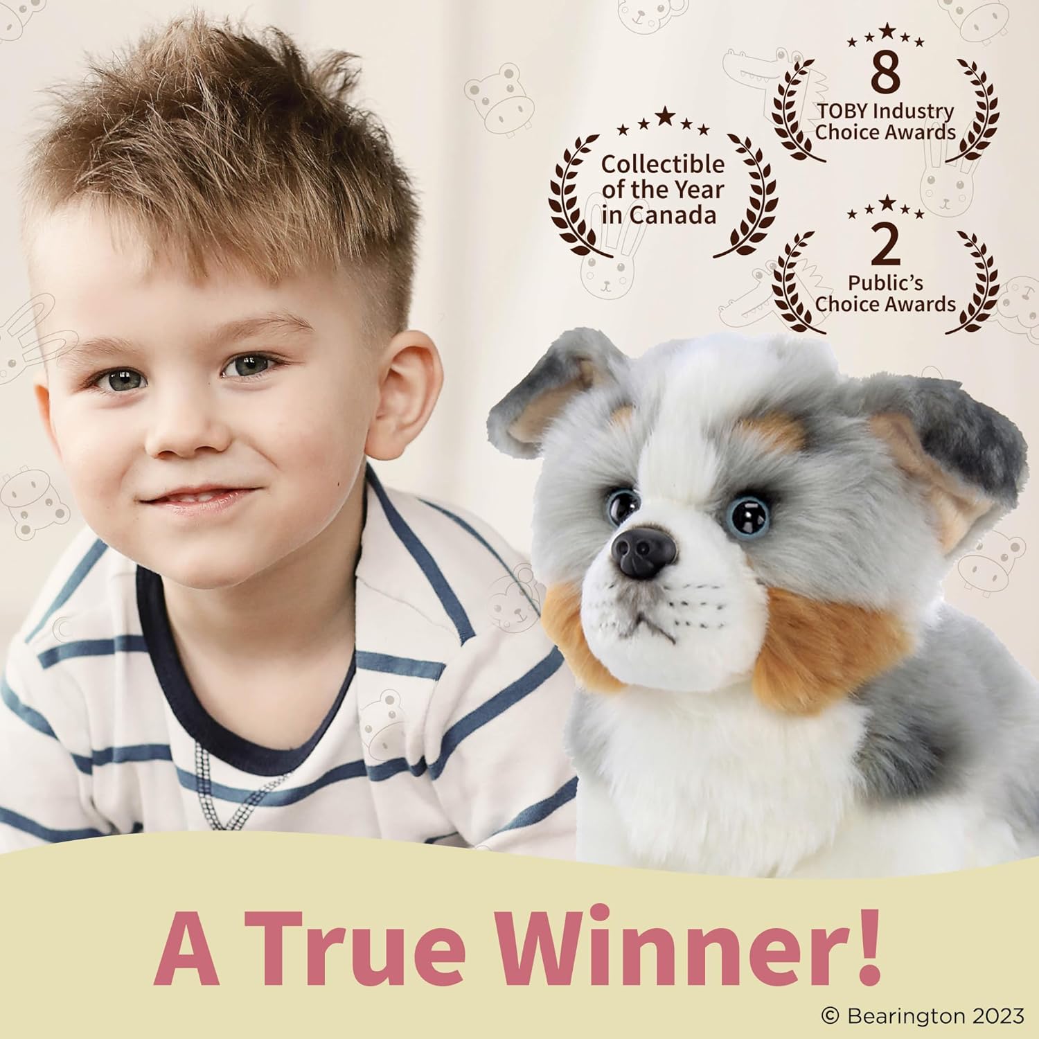 Bearington Hogan The Australian Shepherd Stuffed Animal Dog - 13" Soft Australian Shepherd Plush Toy with Fluffy Fur and Realistic Details - Adorable Cuddly Gift for Kids, Babies, and Dog Lovers