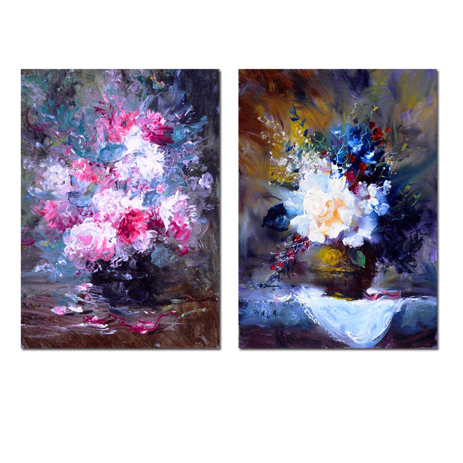 Amazon.co.jp: キャンバスに印刷印象派の花の絵画カラフルな抽象的な花
