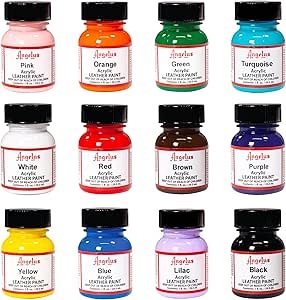Angelus Leather Paint Starter Kit: 12 colors, 1 oz bottles