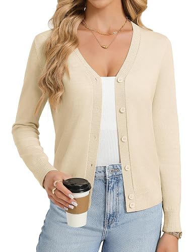 GRACE KARIN Womens Lightweight Cardigan Sweaters Trendy Button Up V-Neck