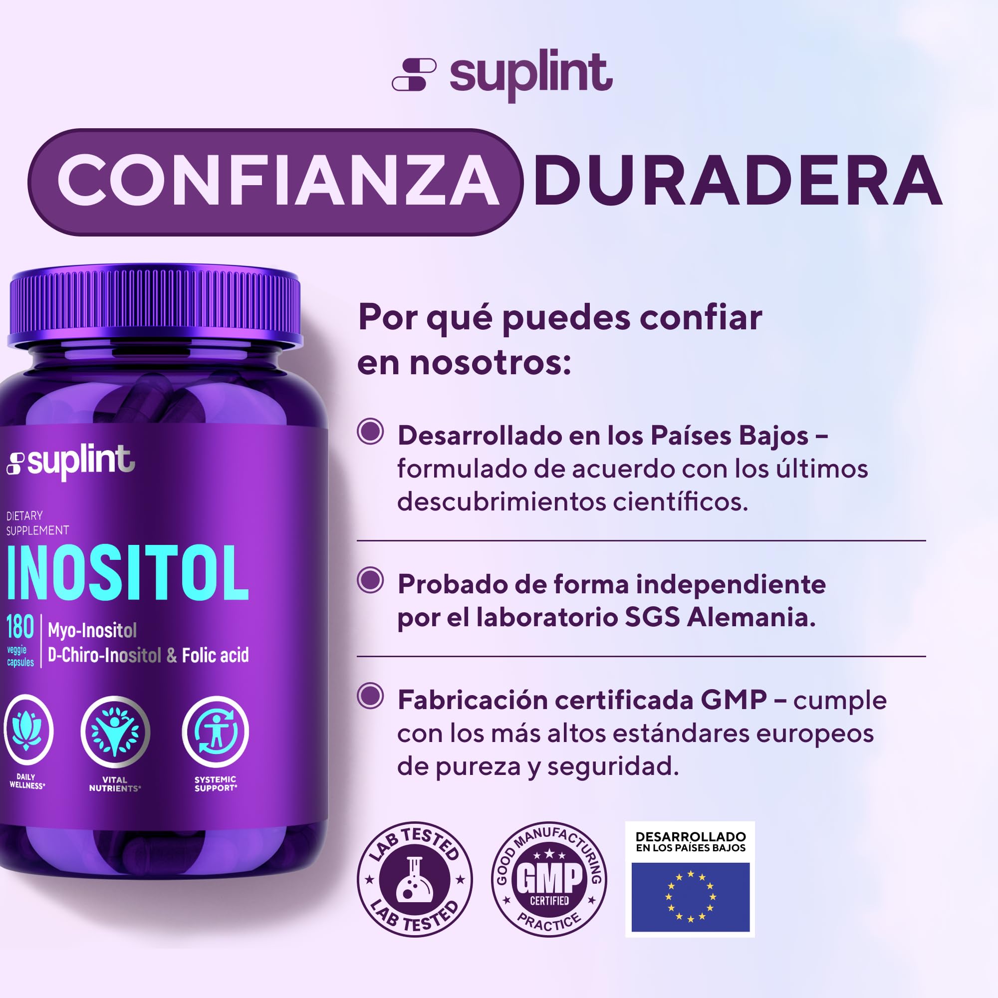 Inositol Myo & D-Chiro (Cápsulas) con Ácido Fólico – 2200 mg por Porción – Apoyo al Ciclo y Equilibrio Hormonal – 180 Cápsulas Veganas – Alta Biodisponibilidad – Suplemento Certificado GMP