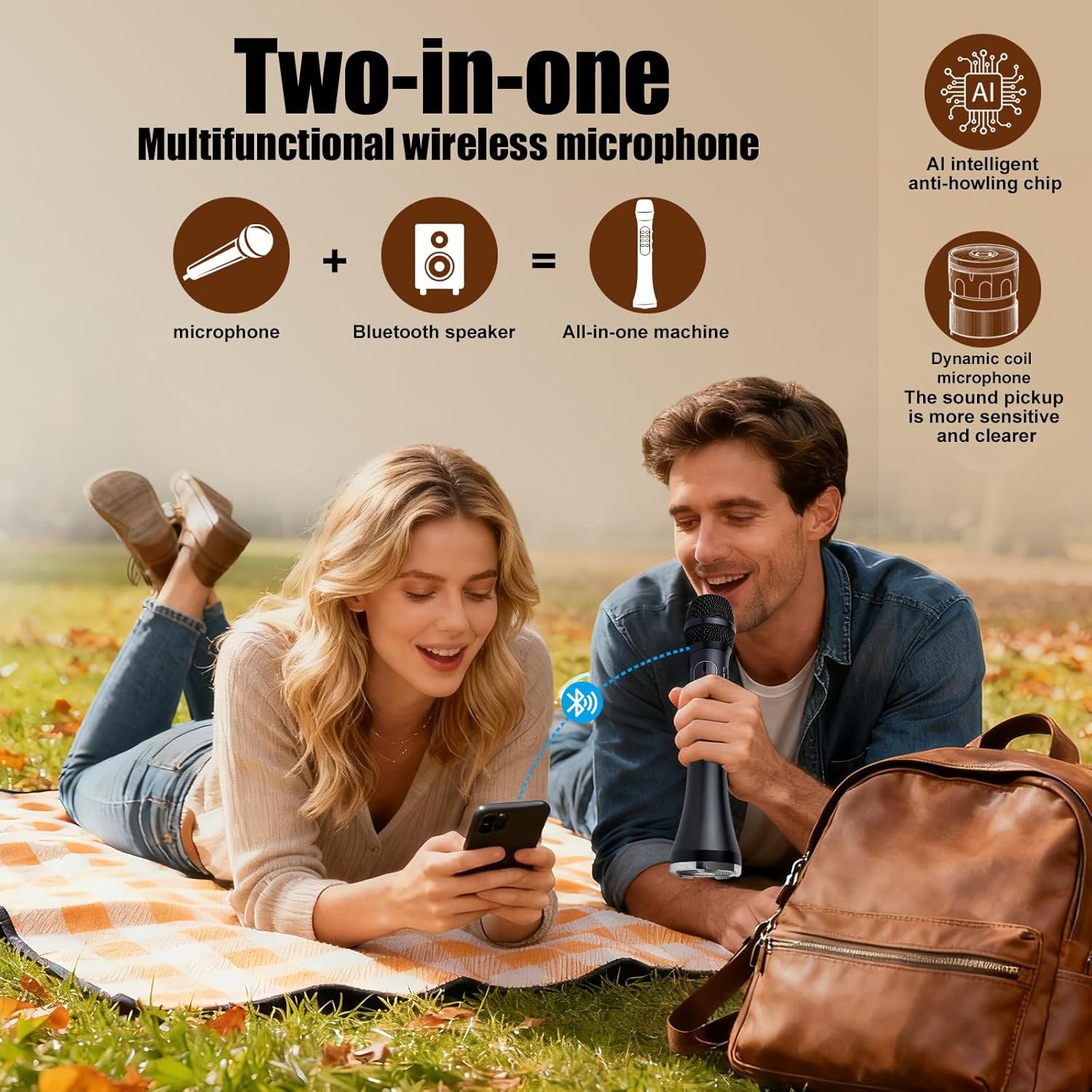 Karaoke Microphone Wireless Bluetooth,Handheld Voice Amplifier,Portable Mic with Speaker 30W High Power DSP Chip Smart Noise Reduction for Car/Indoor/Outdoor Speaking Teaching Singing - Image 4