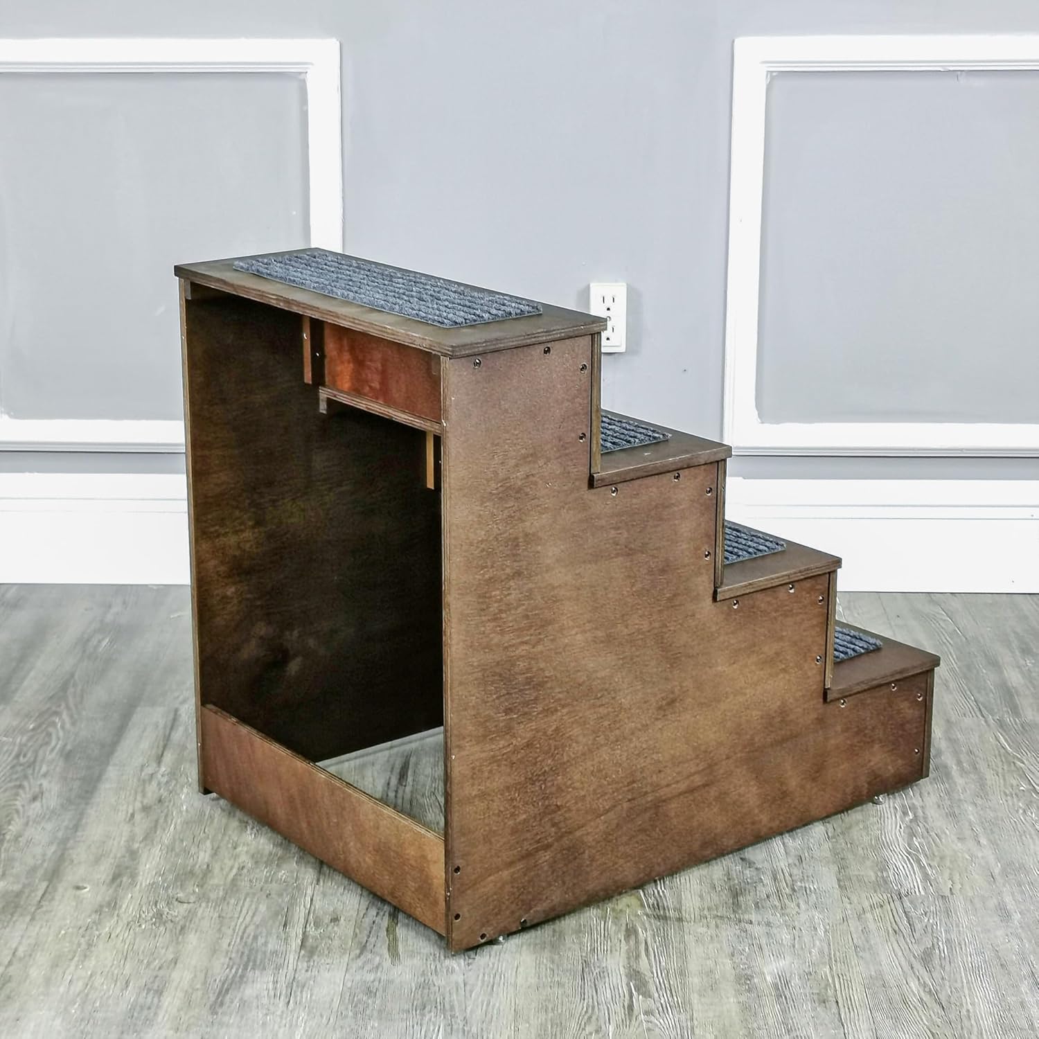 FixtureDisplays® Deluxe Wood Pet Stairs Pet- Dog/Cat 4 Steps/Stairs to Access Bed, Sofa, Step Ladder 22" Or 25" Tall, 18" Wide Product Weight 17 Lbs 12226-22"-2D