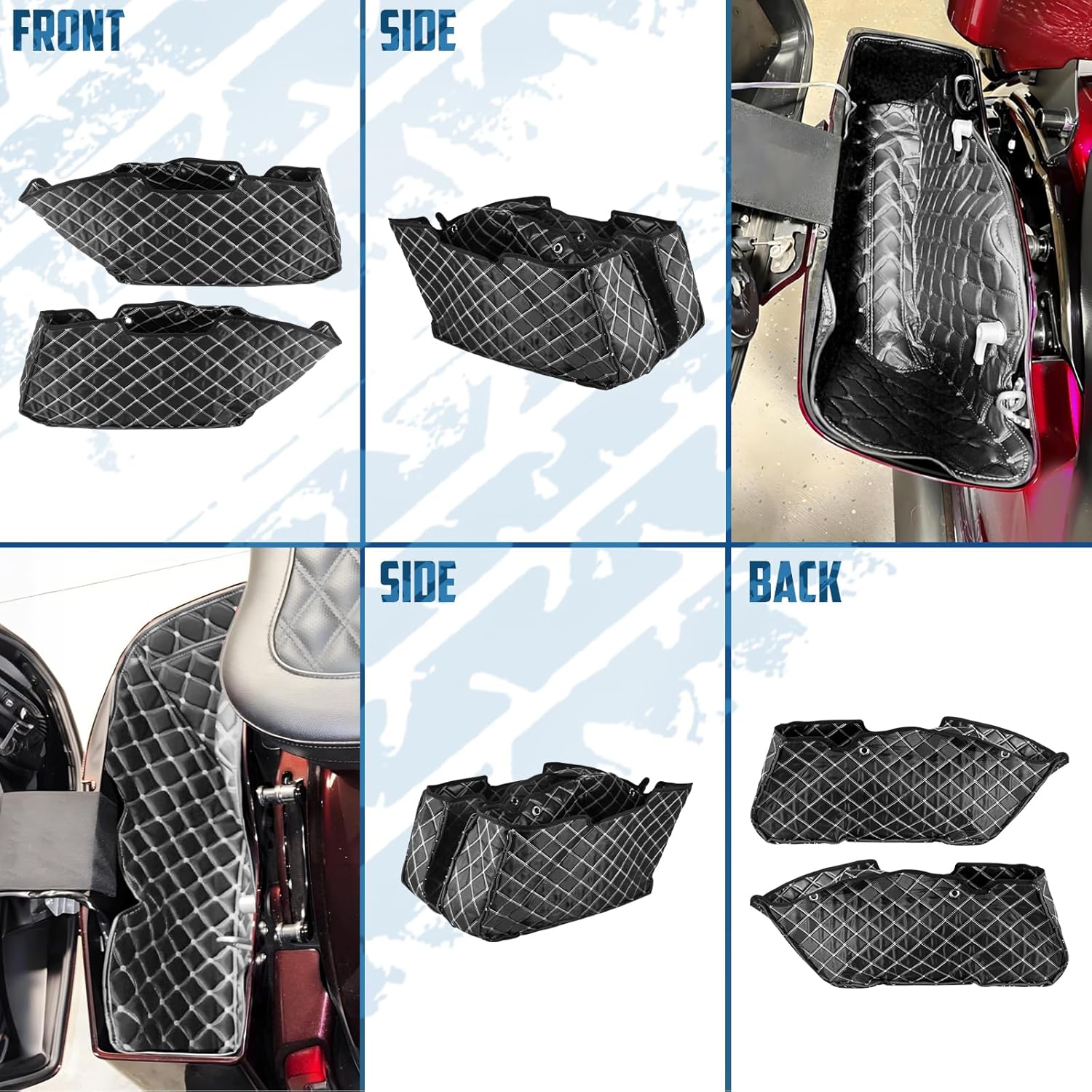 Saddlebag Liners Carpet Insert with White Stitching for Hard Saddlebags Fit For Harley Touring 2024 Road Glide FLTRX Street Glide FLHX Road Glide ST FLTRXSTSE CVO Road Glide Street Glide CVO 2023–2025