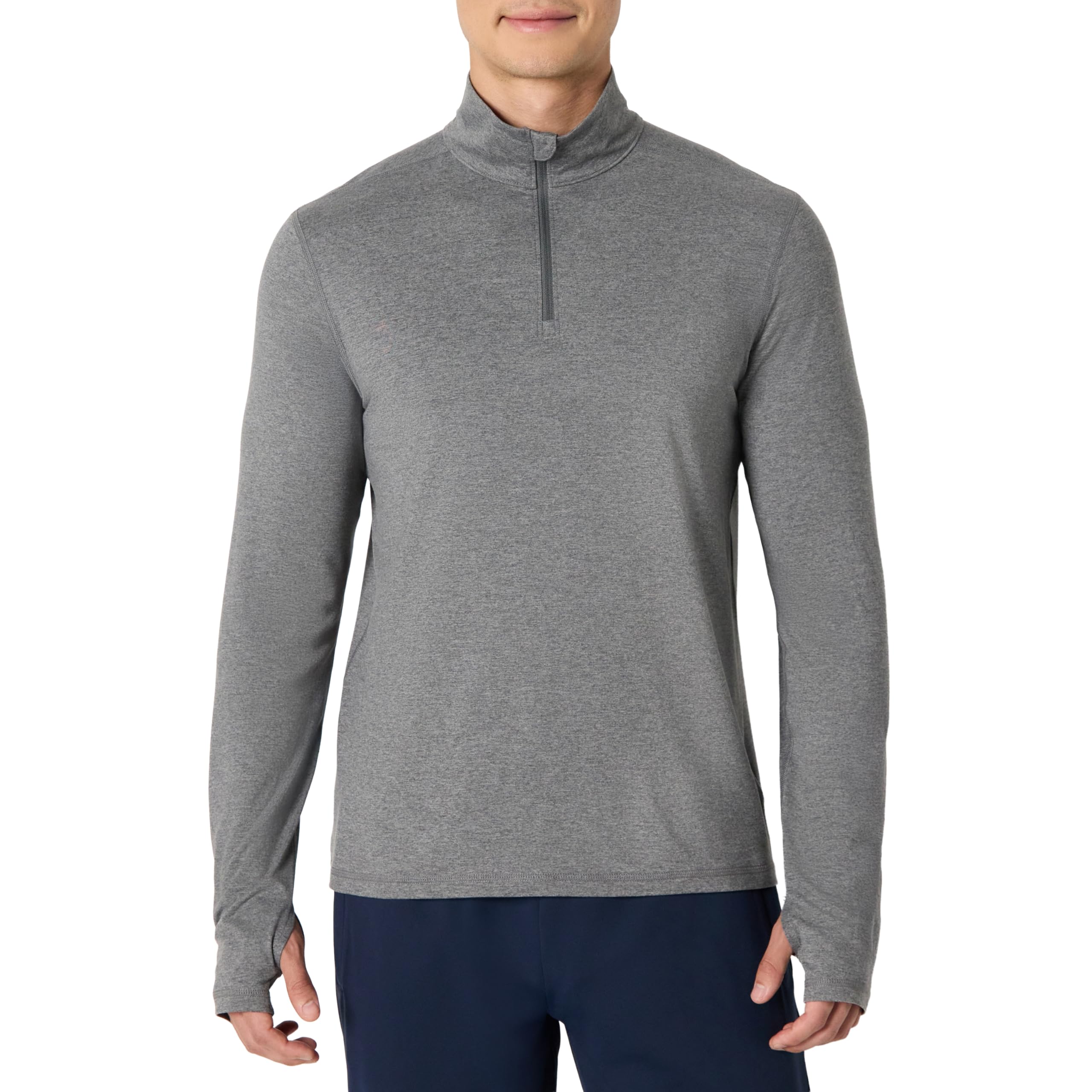 Amazon Essentials Herren Sportliches, Weiches, Leichtes Langarm-Trainingsoberteil mit Viertelreißverschluss, Grau Space-dye, XL