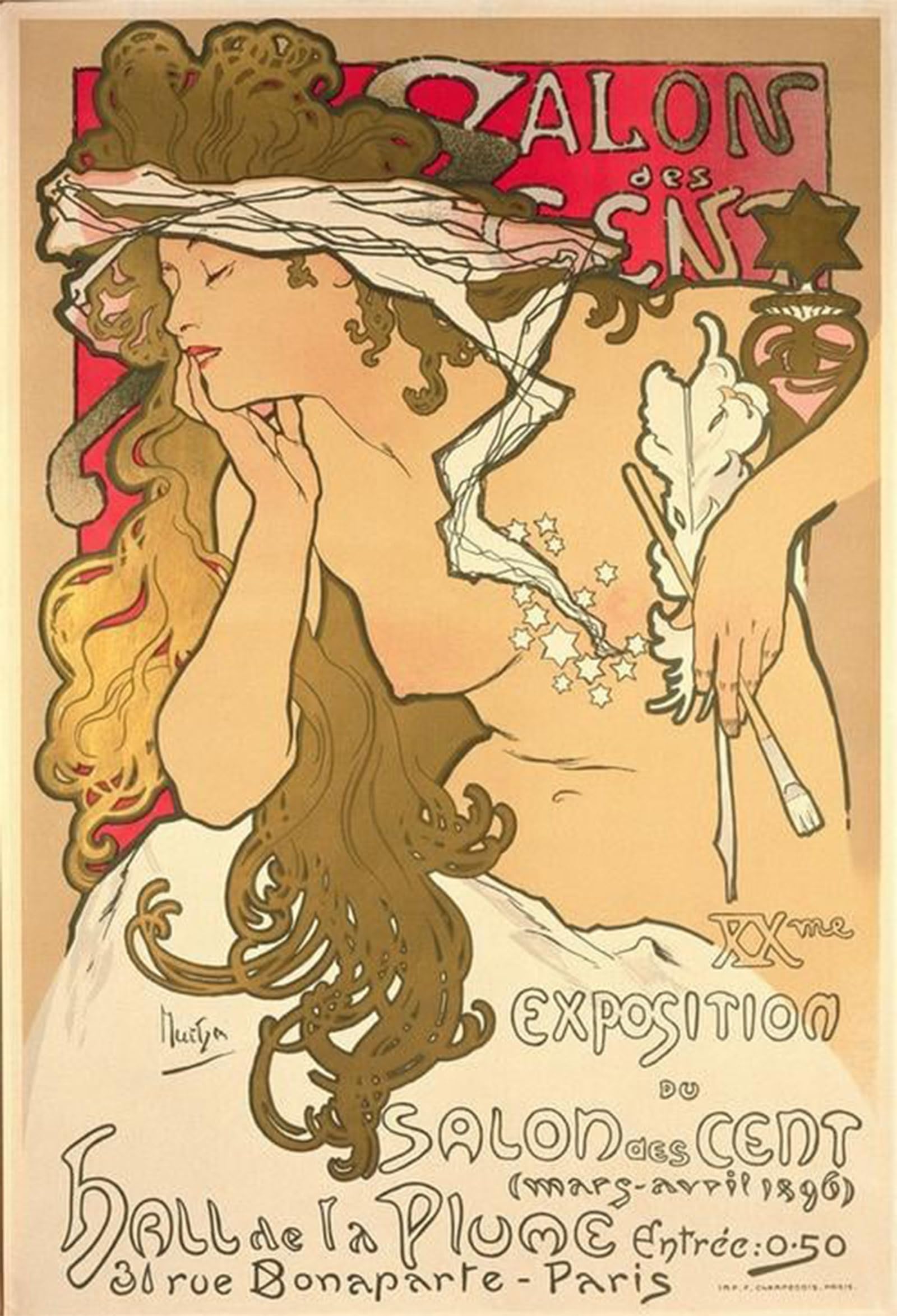 ARTXLXXBN Famous Art Print Poster Vintage Wall Art Lance Parfum Rodo by Alphonse Mucha Canvas Art Poster for Home Decor 60x90cm