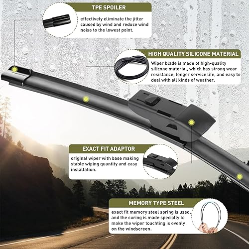 Miniatura 24 de 21"+19" Premium Windshield Wiper Blades All-Season Durable Stable and Quiet Silicone Wiper Blade Fit for Volkswagen Golf 1993-2006,Honda civic