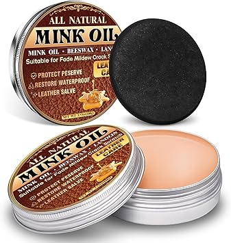 Leather Conditioner 100g, Mink Oil & Honey Formula Leather Balm, Leather Cleaning & Protection, Deep Conditioning Moisture, Long-Lasting Care for Furniture, Car Seats, Boots, Bags, Jackets and Shoes