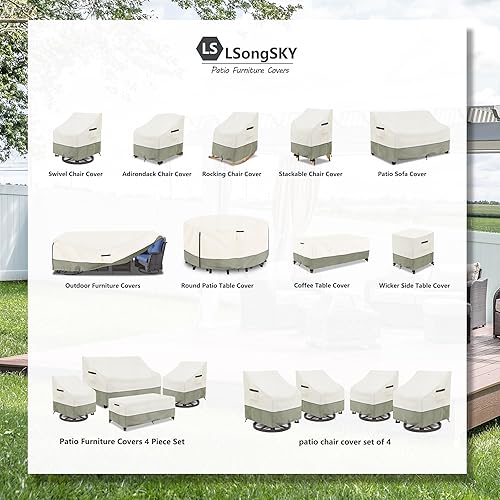 Miniatura 2 de Paquete de 4 fundas para sillas giratorias de patio, impermeables, resistentes, para exteriores, fundas para sillas giratorias al aire libre para