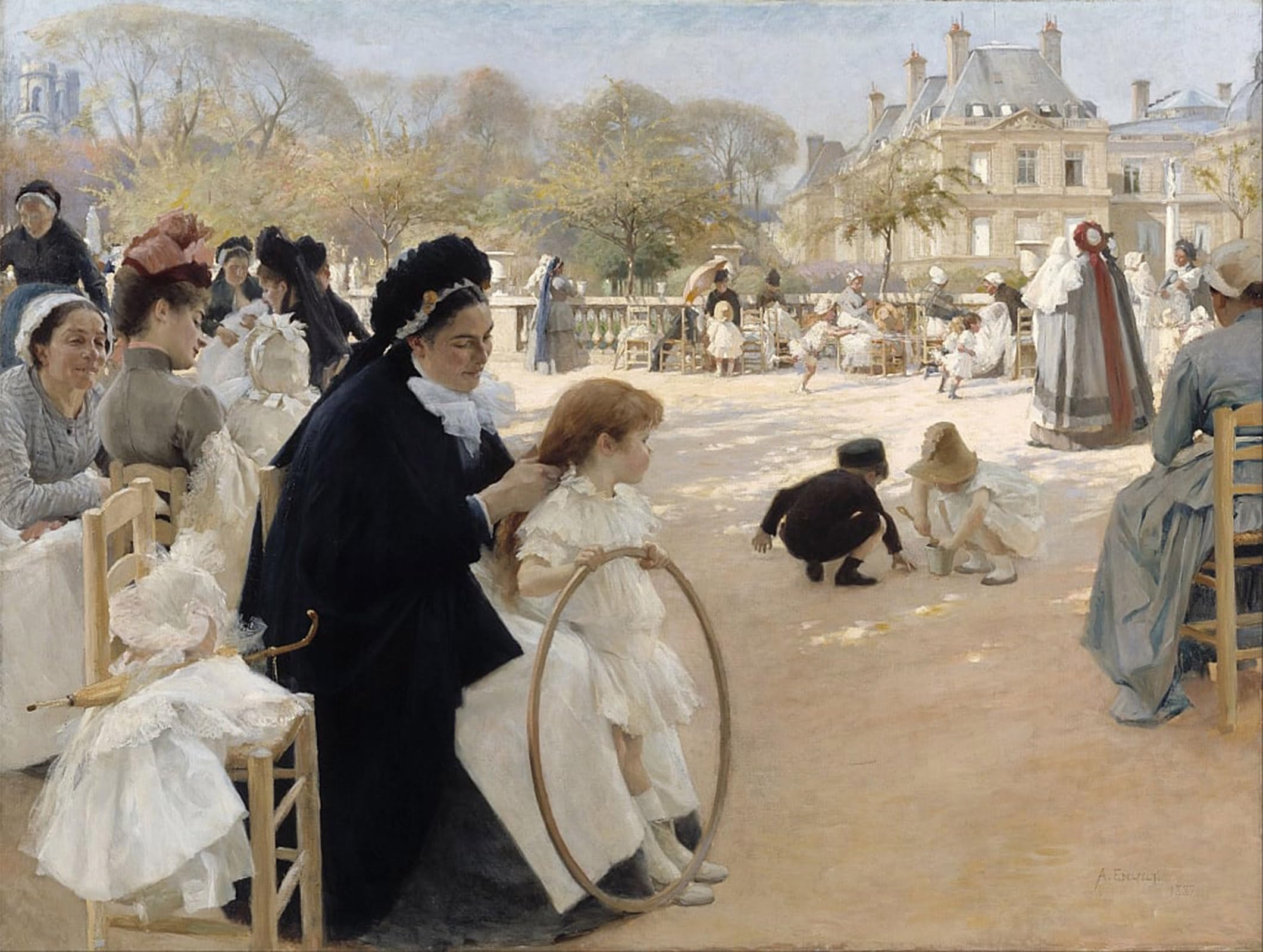 RZHRHJES Vintage Wall Art Picture on Canvas Wall Art Poster the Luxembourg Gardens Paris by Albert Gustaf Aristides Edelfelt Canvas Poster for Home Decor 60x90cm