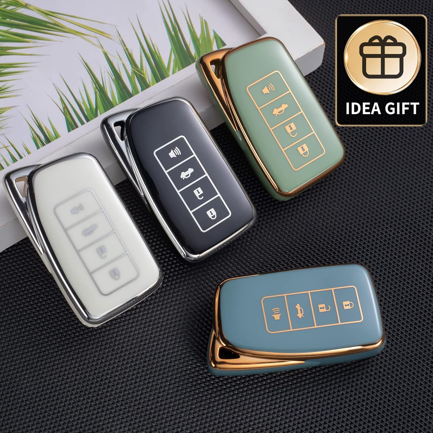 Compatible with Lexus Key Fob Cover with Leather Lanyard, Car Key Case Shell Protection for Lexus RX is ES GS LS NX RS GX LX RC LC Smart Remote Control, White - Image 6