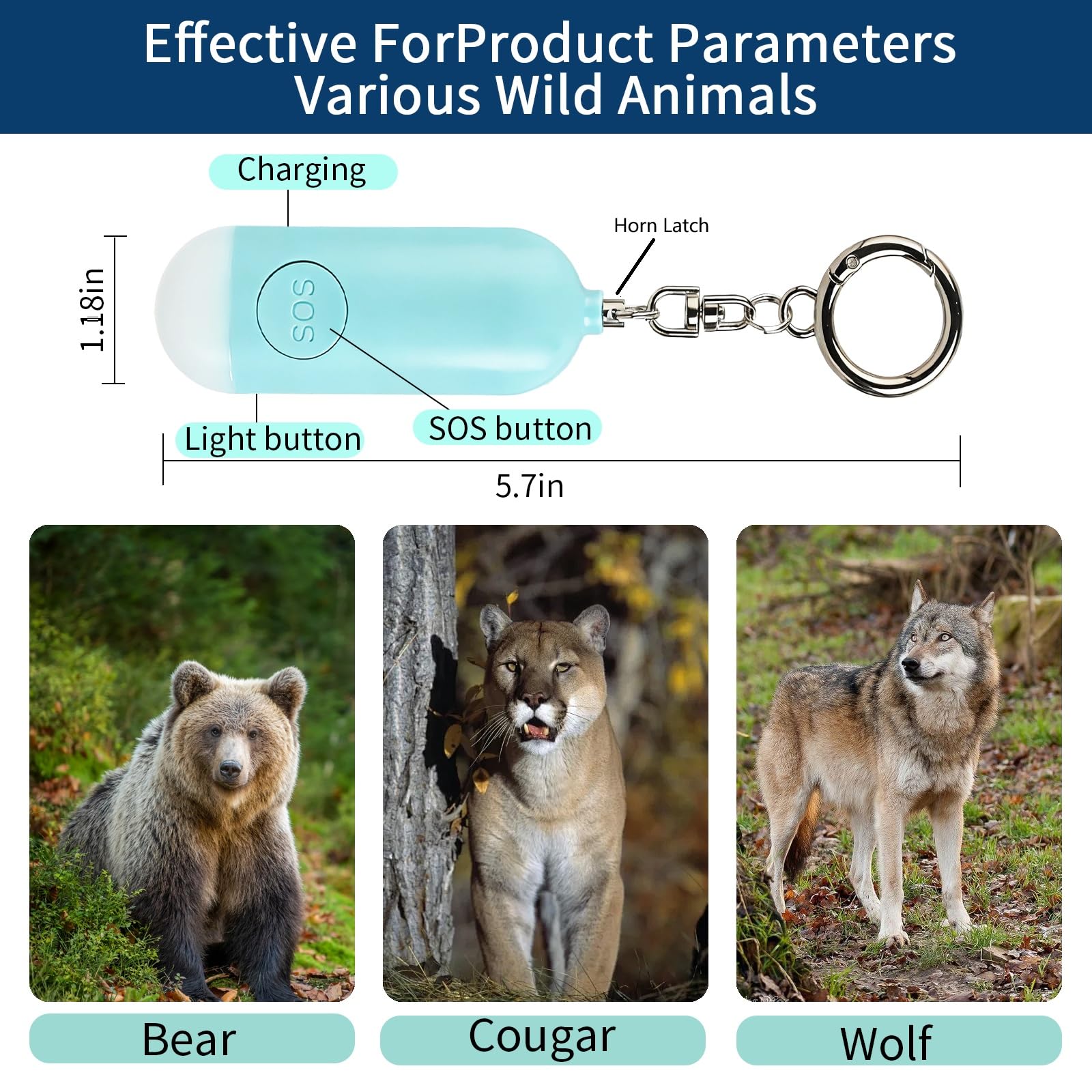 Clacson elettronico ricaricabile con allarme forte da 130 dB e luce stroboscopica a LED, corno di sicurezza personale ultra leggero per cani, escursionismo, campeggio, protezione della fauna selvatica