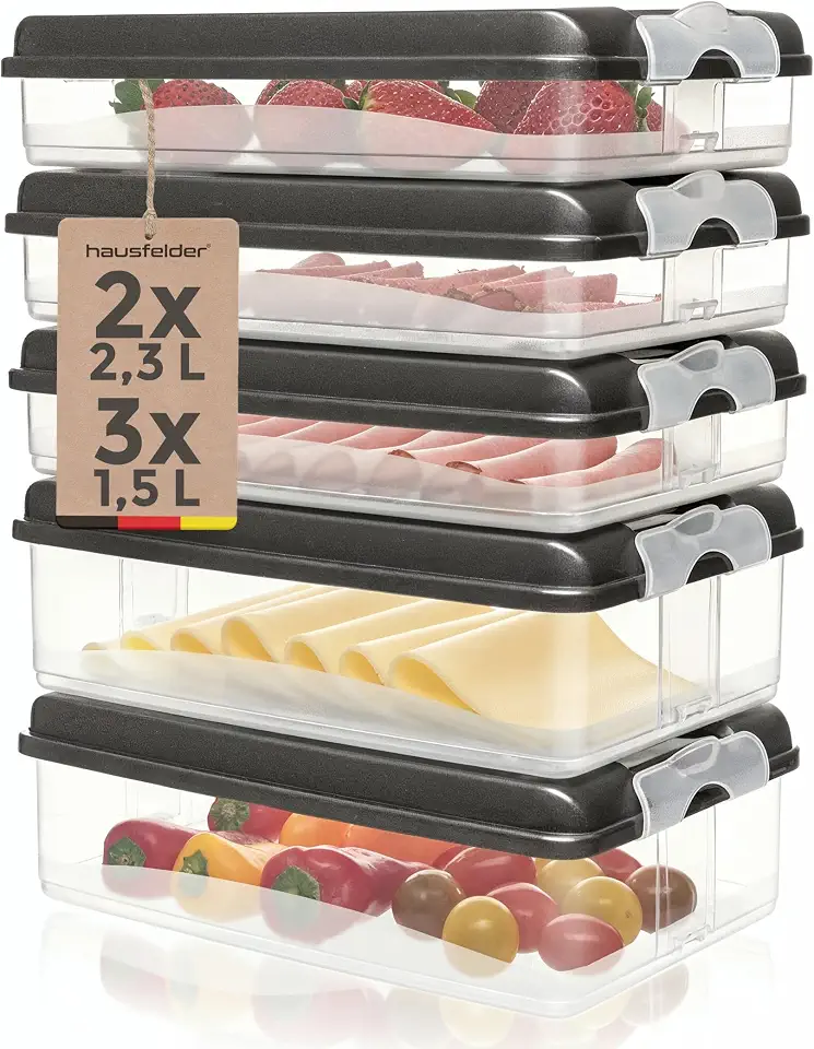 Die Rolle von Käse in einer ausgewogenen Ernährung 2 Hausfelder Aufschnittboxen für Wurst und Käse 3x1,5L + 2x2,3L + 5x Deckel, Kühlschrank Organizer, stapelbare Aufschnittdosen, Wurstdosen Käsedosen Set mit Deckel