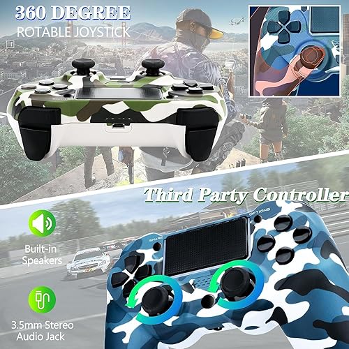 Vista 6 de SHEPUDRUC Wireless Controller for PS4, 2 Pack Remote Control Compatible with P4/Slim/Pro with Dual Vibration/Audio/Six-axis Motion Sensor/Game