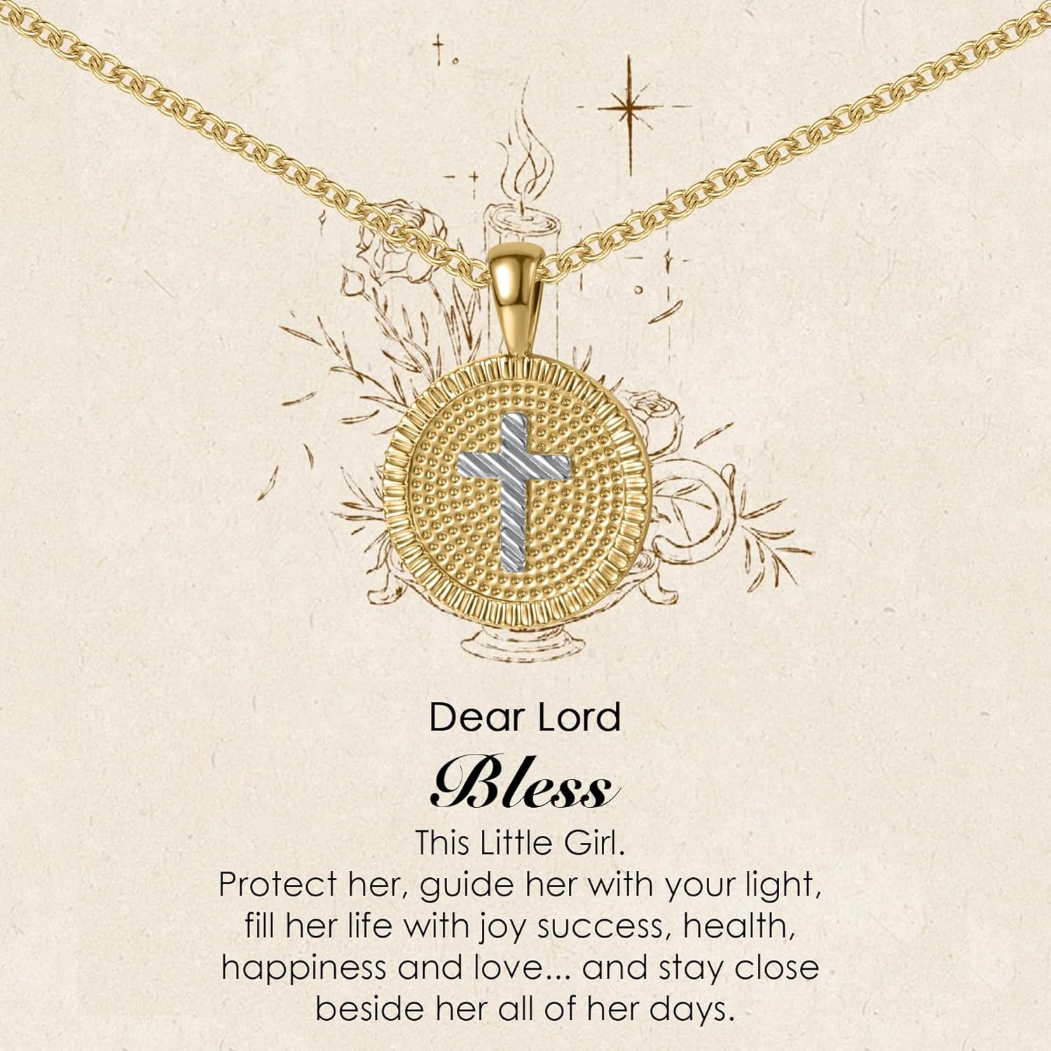 Qitian Small Cross Necklace for Women, 14K Gold Plated Cross Pendant Necklaces for Valentines Day | Birthday | First Communion | Christmas Gift | Easter Gifts - Image 2