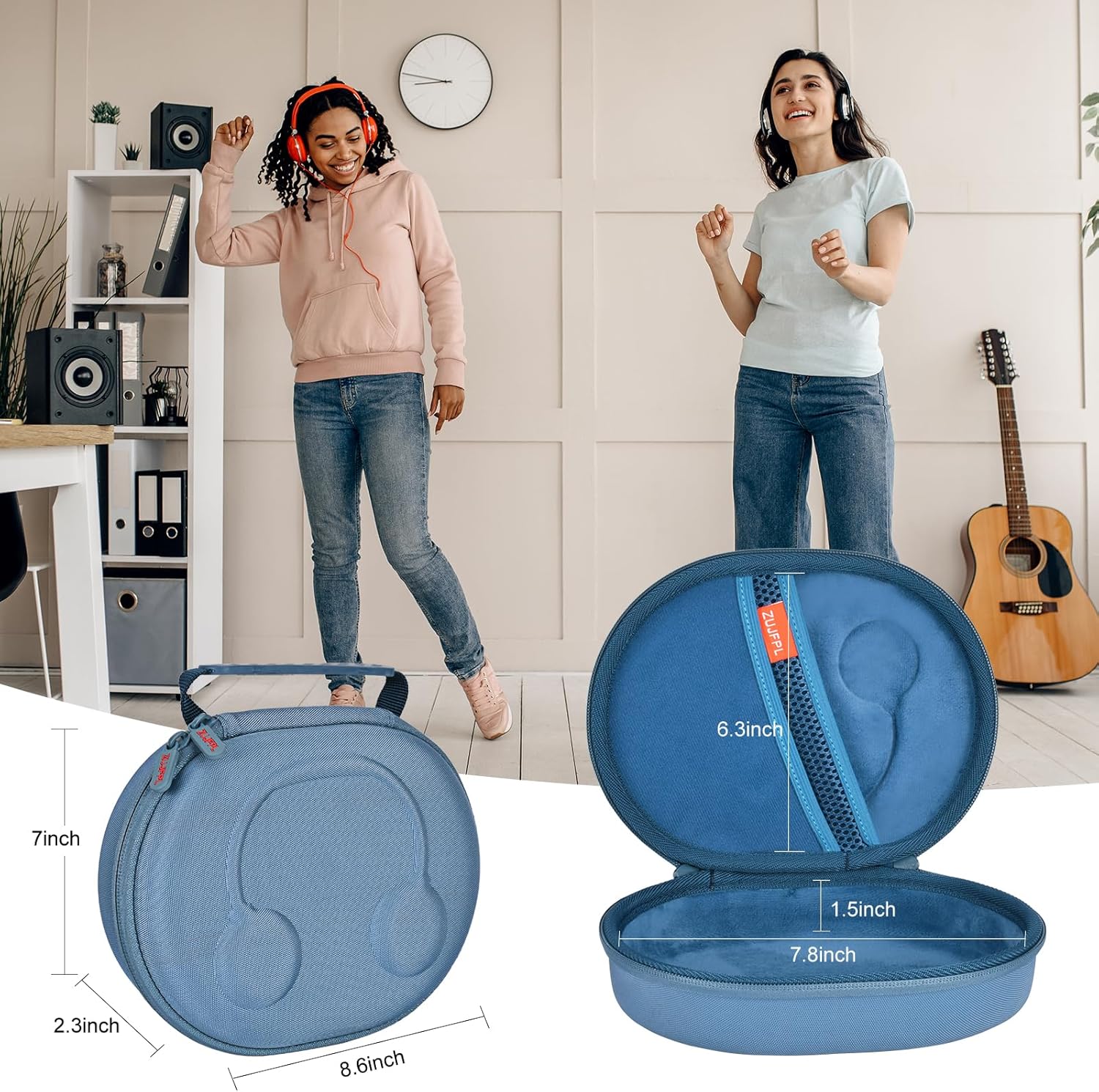 EVA Hard Case for JBL Live 770NC/670NC/660NC/650BT/460NC/400BT/500BT and JBL Tune 770NC/710BT/720BT/700BT/750BT/520BT/510BT/760NC/660NC/500/E45BT Wireless Headphone (Blue) - Image 4