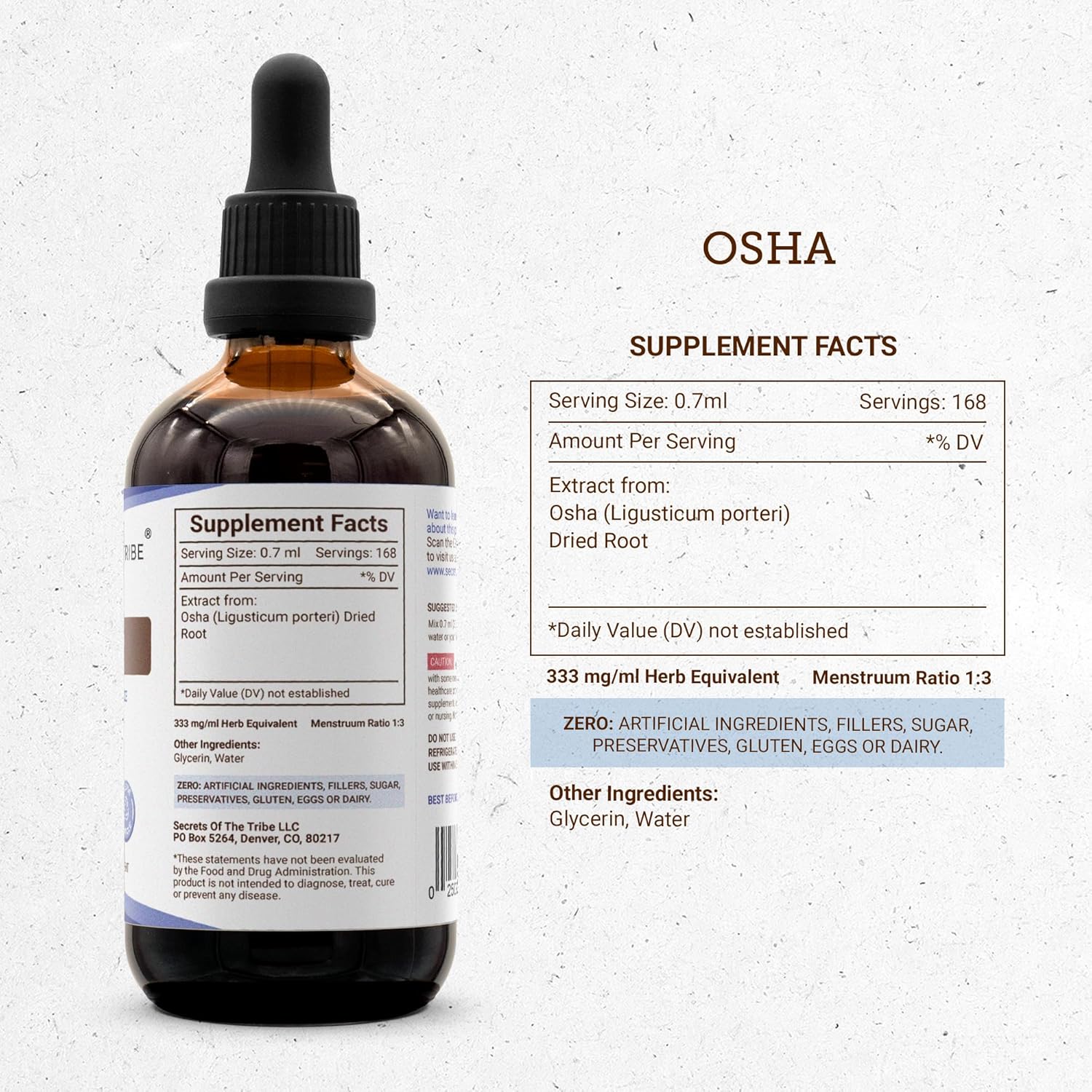 Secrets of the Tribe OSHA Alcohol-Free Liquid Extract, Responsibly farmed OSHA (Ligusticum porteri) Dried Root 4 FL OZ - Image 4