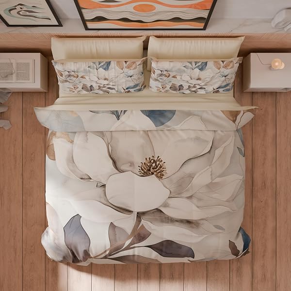 PETTI Artigiani Italiani - Set Copripiumino Matrimoniale Maxi 260x220 cm (2 Federe 75x50 cm Incluse), Parure Copripiumino Microfibra con Stampa Digitale Floreale 25 16 - Made in Italy - 2