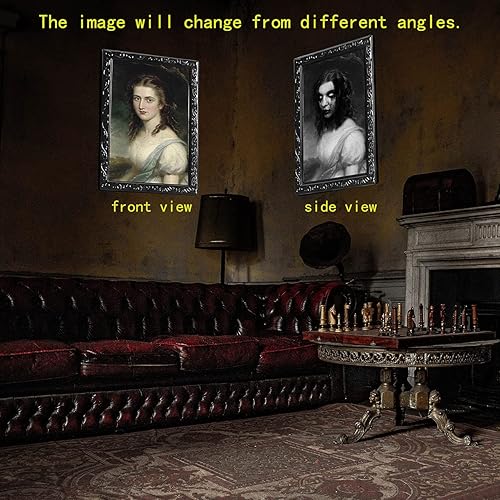 Miniatura 4 de OEDOC Paquete de 4 marcos de fotos de Halloween de 10.2 x 14.5 pulgadas con expresión de rostro cambiante en 3D, para decoración de fiestas de