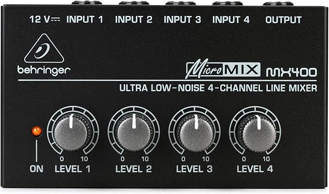 Behringer MICROMIX MX400 Ultra Low-Noise 4-Channel Line Mixer, Black