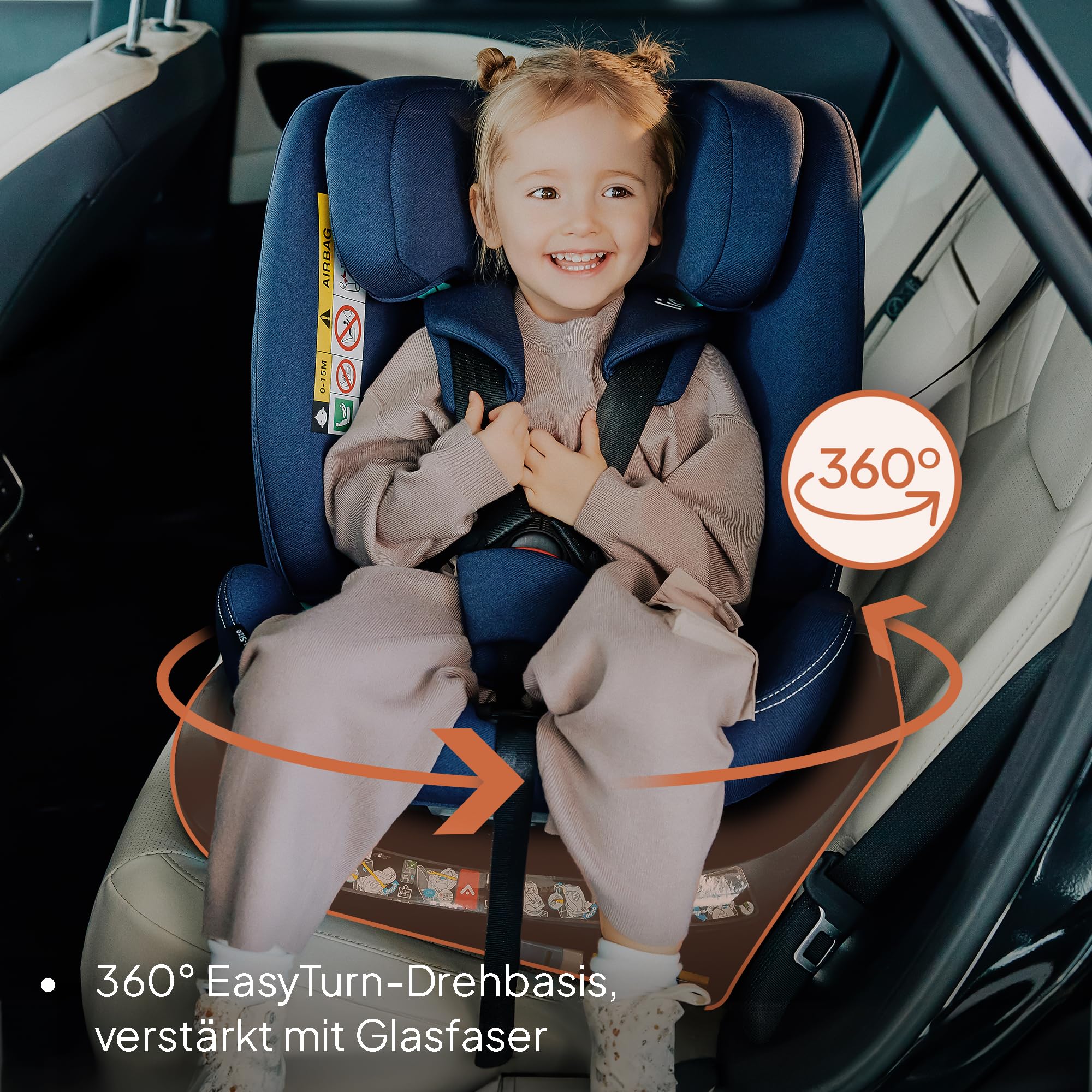 Lionelo Bastiaan i-Size One 360o drehbarer Autositz für Kinder 40-150 cm | Montage in Fahrtrichtung und entgegen der Fahrtrichtung möglich, ISOFIX Pas TopTether Einstellbare Rückenlehne