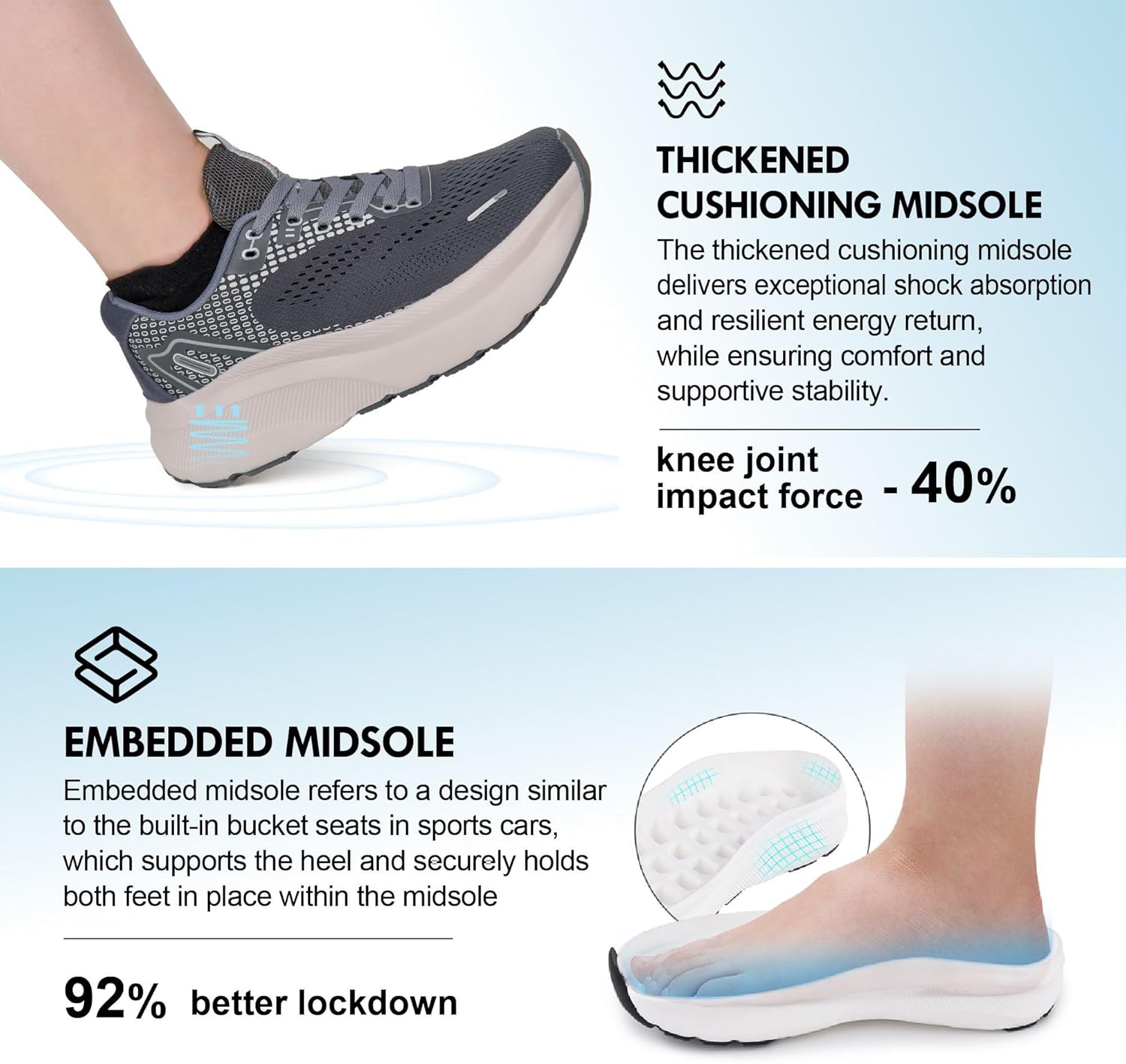 JACKSHIBO Wide Toe Box Shoes Women Arch Support Wide Sneakers for Running Walking Athletic Tennis Orthopedic Plantar Fasciitis Workout with Thick Cushion Zero Drop Sole Width Shoes - Image 6