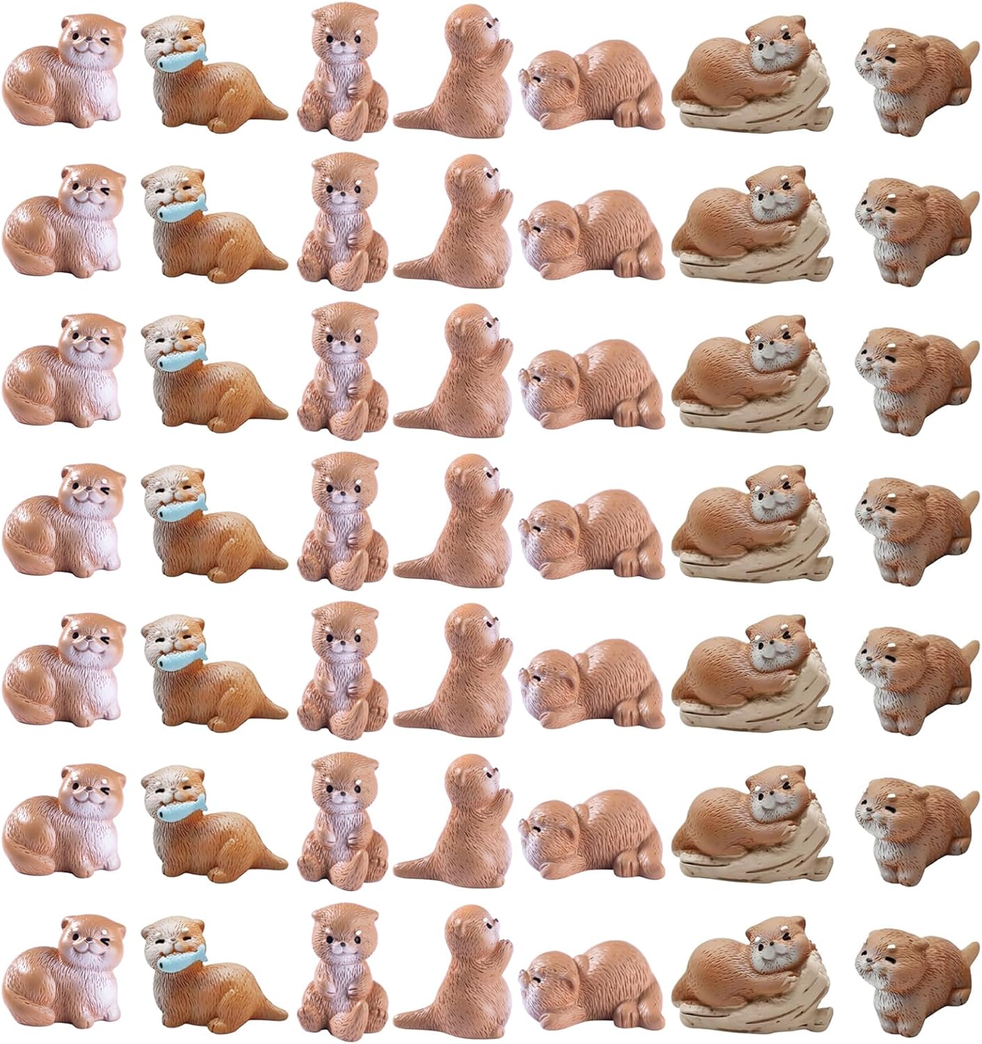 49 Pcs Mini Resin Animals Miniature Otters Figures Resin Otters Cake Toppers for DIY Fairy Garden Moss Landscape Cake Decoration