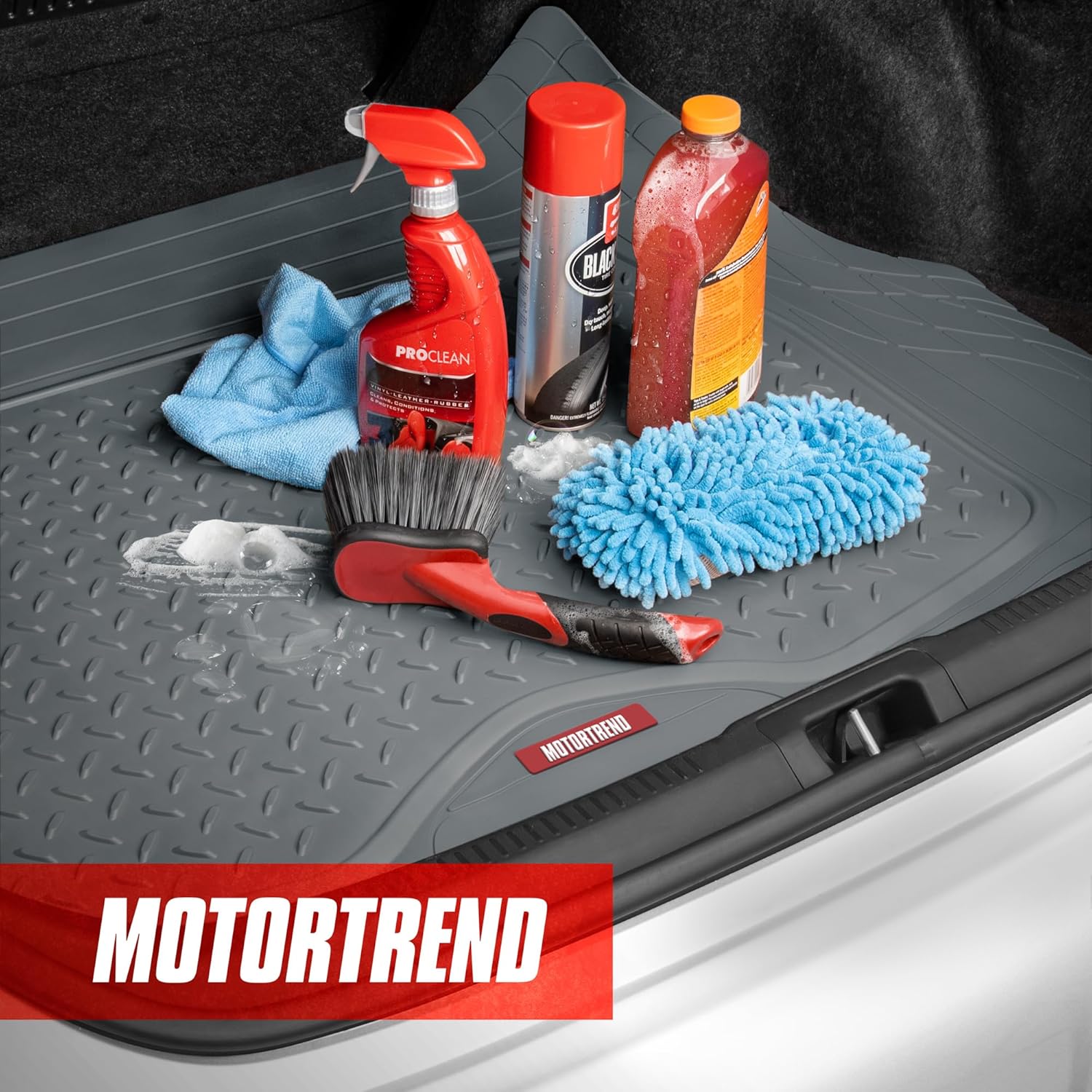 Motor Trend Heavy Duty Utility Cargo Liner Floor Mats for Car Truck SUV, Trimmable to Fit Trunk, All Weather Protection