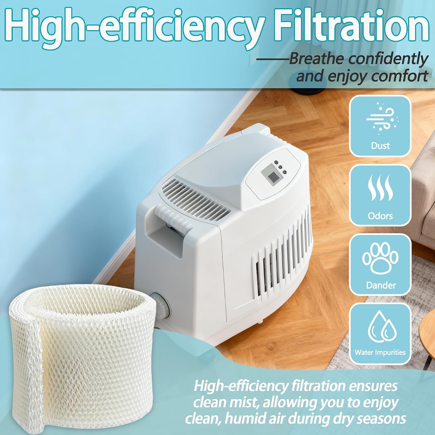 MAF1 Super Humidifier Wick Filter Compatible with Aircare/MoistAIR/Essick Air MA0950, MA1200, MA1201 and Kenmore 14906,32-14906, 42-14906 Humidifiers,Durable Humidifier Wick Filter (2 Pack)