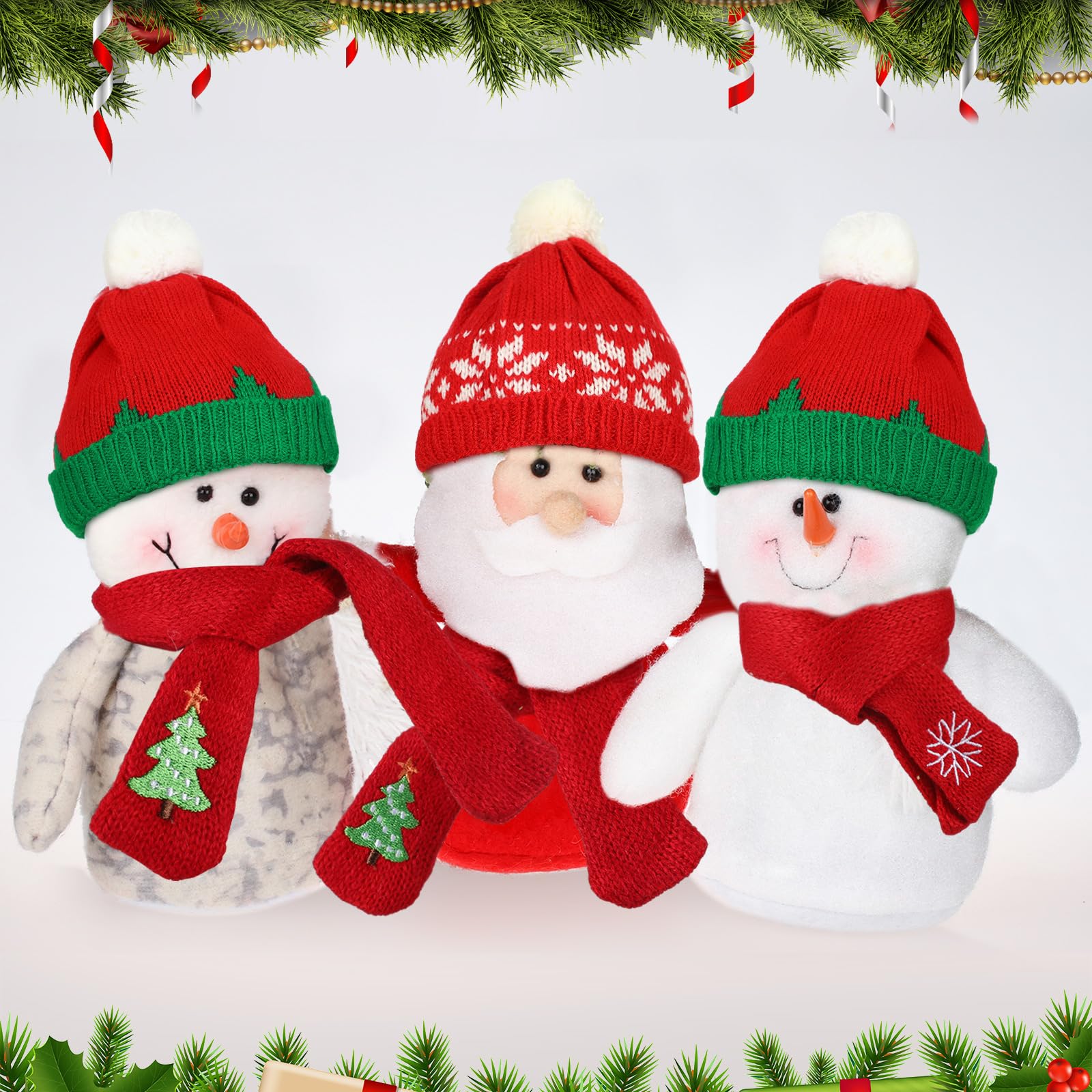 Paquete de 4 unidades de ropa de muñeca de Navidad, mini muñeco de nieve, bufanda, sombrero de punto de Papá Noel, bufanda de árbol de Navidad para muñeca de Papá Noel Mini muñeco de nieve (estilo 7