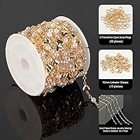 Vista 2 de YOUBEIYEE Cadena chapada en oro para hacer collares, pulseras, bricolaje, bola de corazón de latón, cadena de eslabones Rolo a granel con anillos