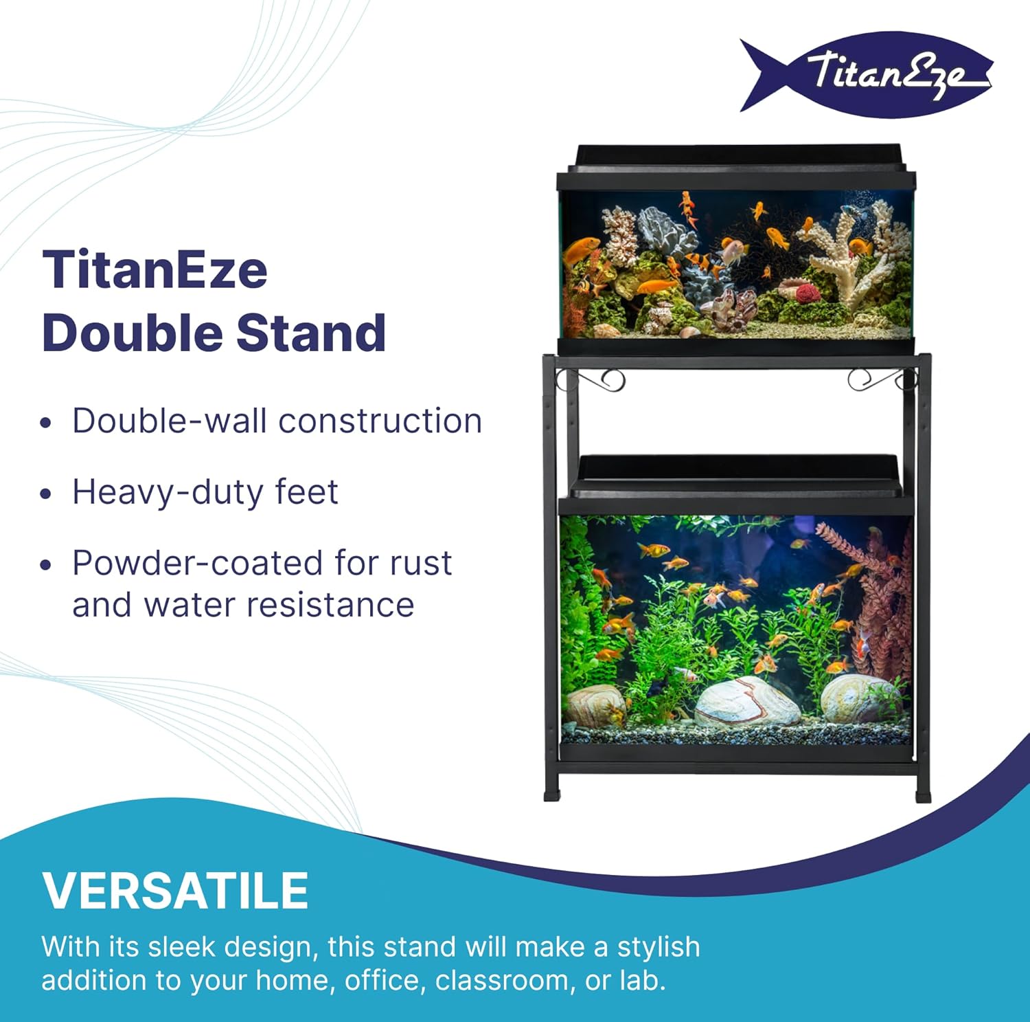 TITANEZE 10 Gallon Double Aquarium Stand (2 Stands in 1), Fish Tank Stand, Bird Cage Stand, 22.5" W x 31" H x 10.5" D