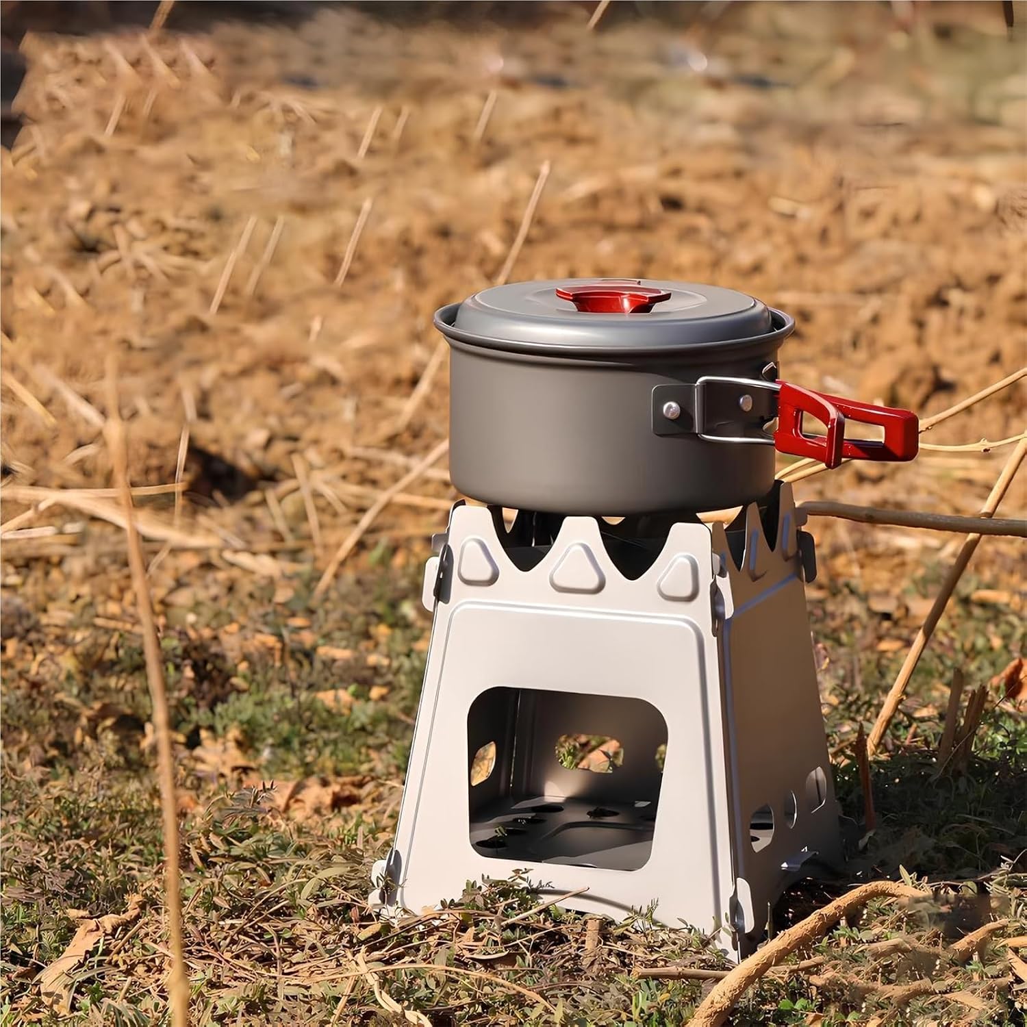 Stainless Steel Folding Stove，Camping Stove Wood Burning Stove, Perfect For Survival, Camping, Hunting & Emergency Preparation