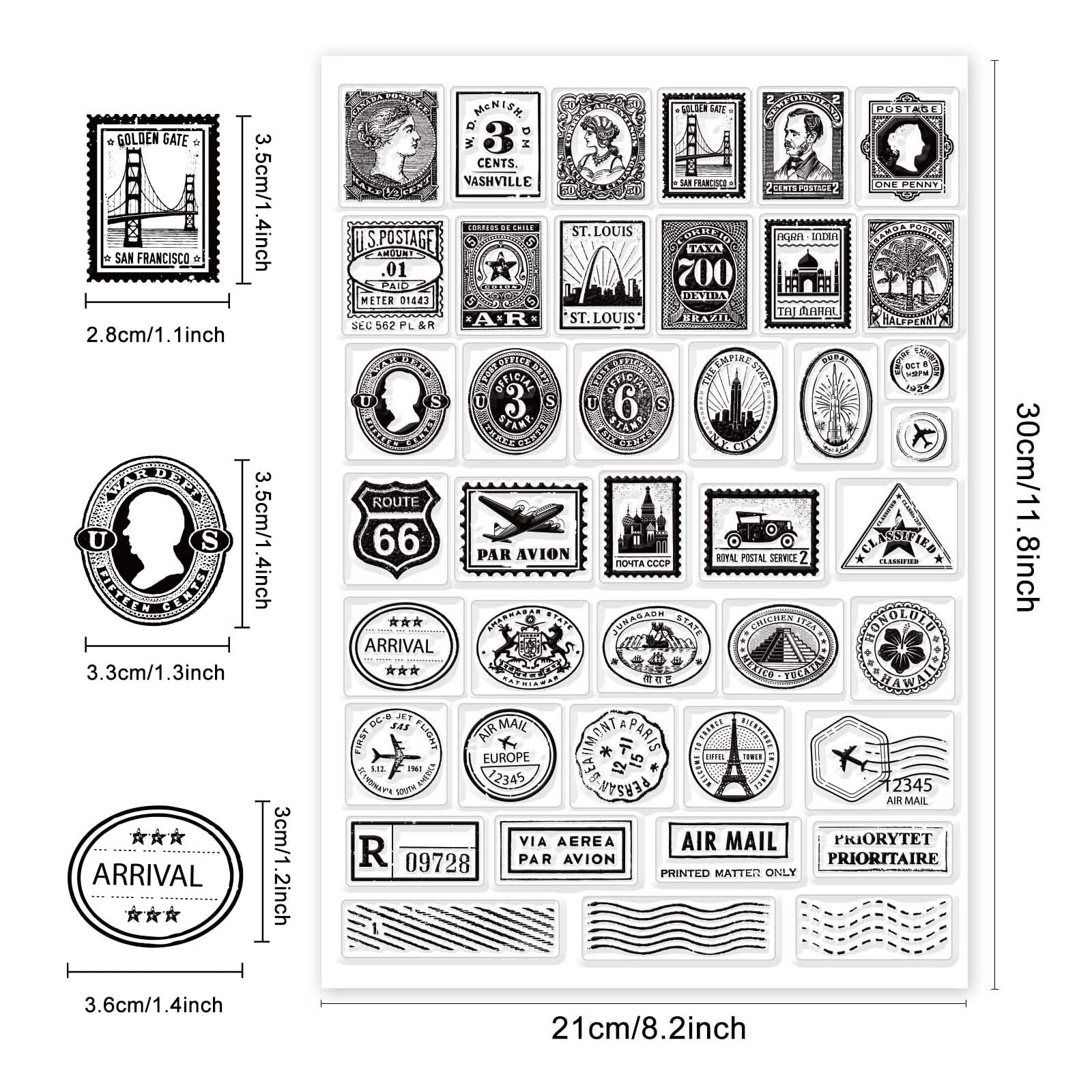 Amazon.com: GLOBLELAND Vintage Postcards Stamps Clear Stamps