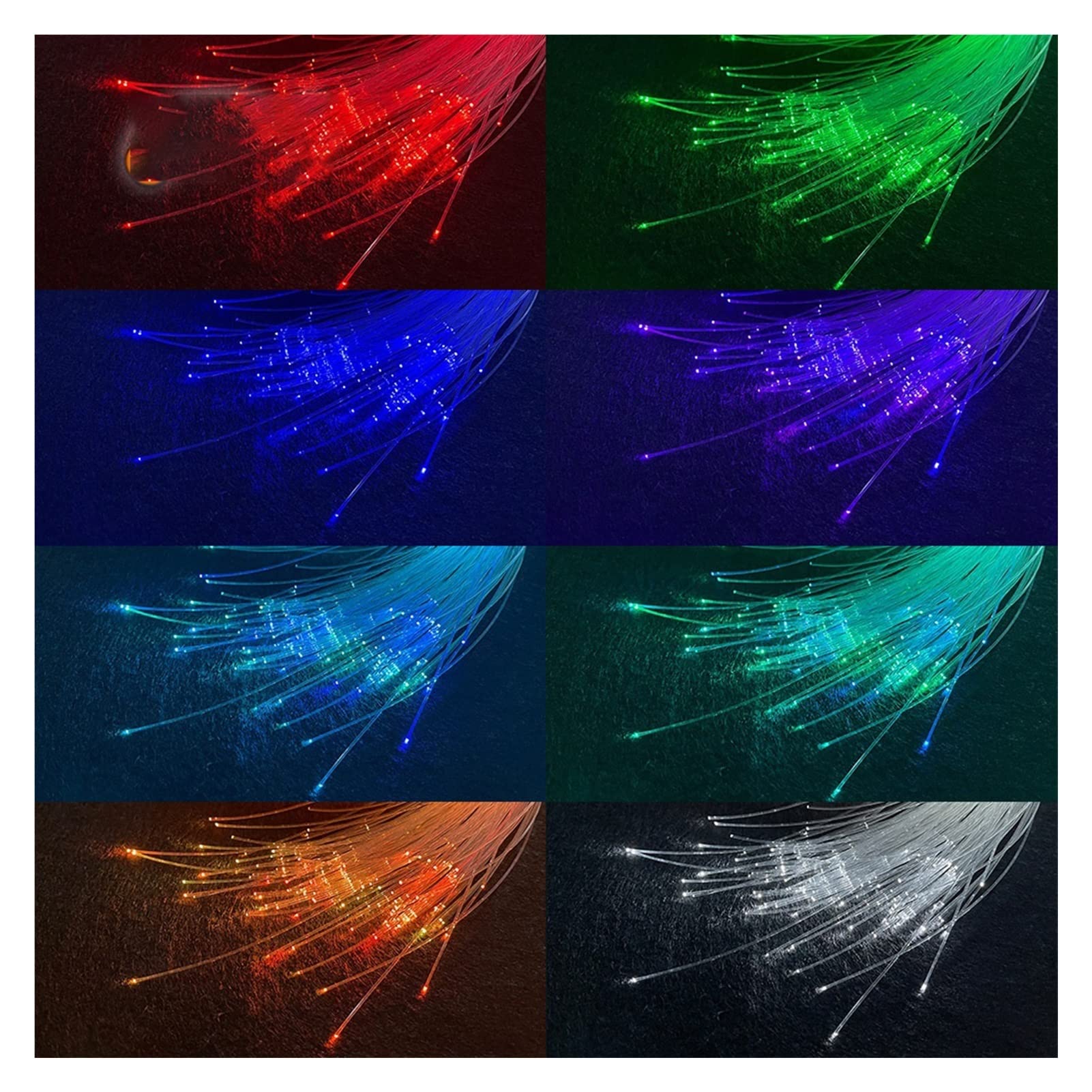 1 2V 6W RGB Luces de estrella del techo coche DIRIGIÓ Kits luz fibra óptica Bricolaje Lámpara Decorativa Auto Starry Sky,Ambiente Romántico(150pcs 0.75mm 2M)