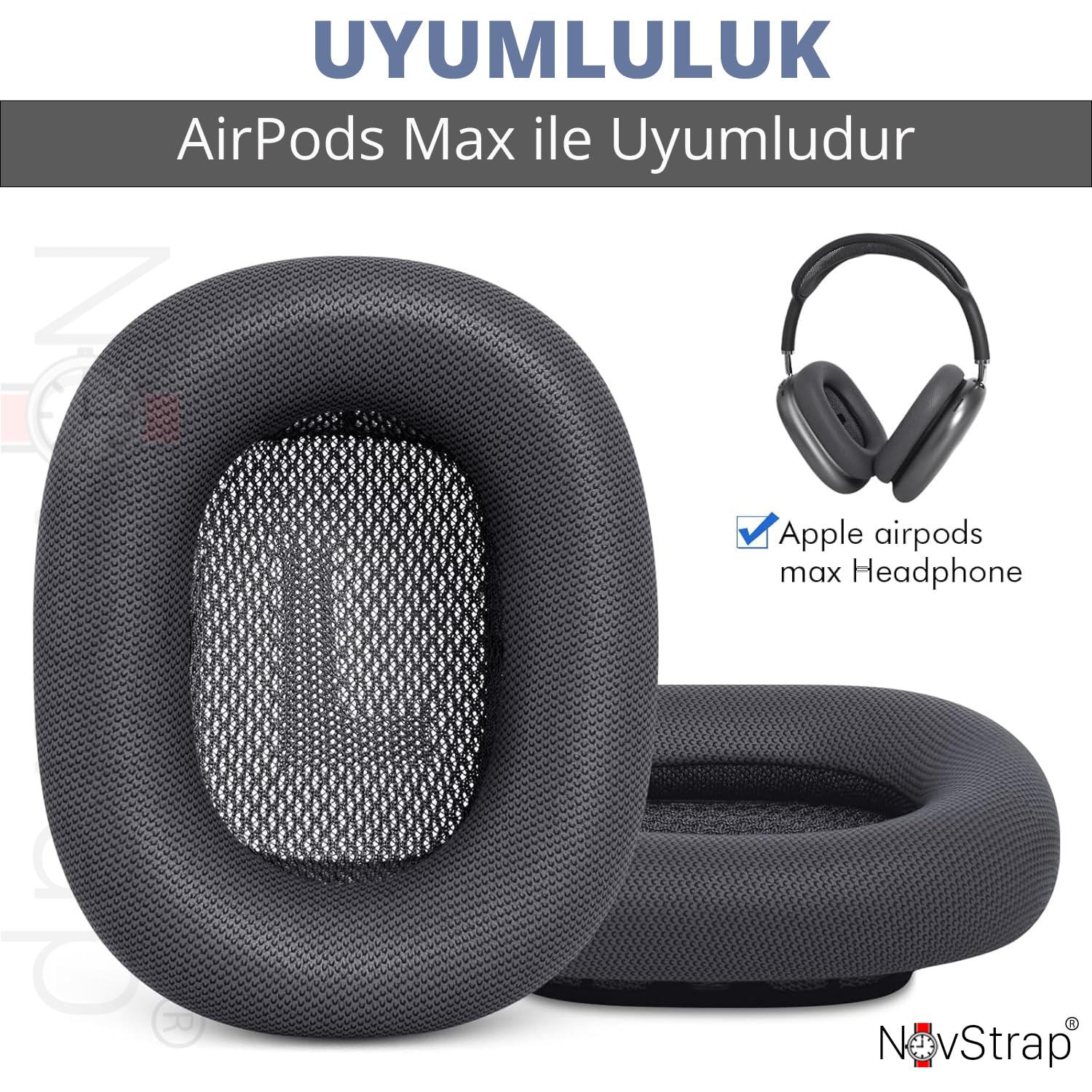 NovStrap Apple AirPods Max İle Uyumlu Yedek Kulaklık Yastığı Pedi