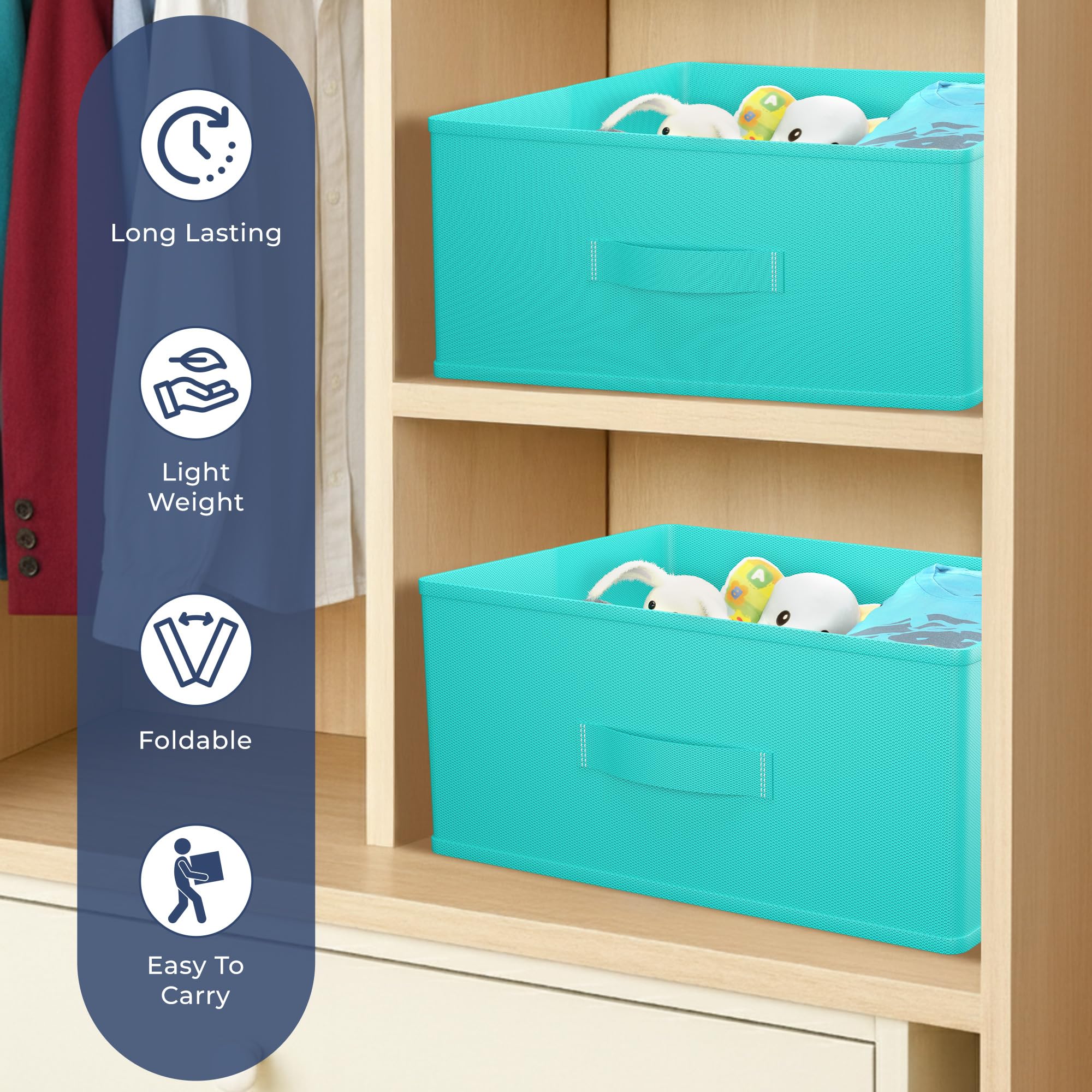 Kuber Industries Organizzatore per armadio in tessuto non tessuto, 26 litri, organizer per cassetti, organizer multiuso per vestiti, libri e giocattoli, 6 pezzi, verde