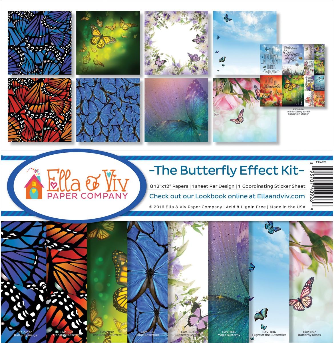 Ella & Viv by Reminisce EAV-926 Ella & Viv The Butterfly Effect Scrapbook Collection Kit, 12x12 inches