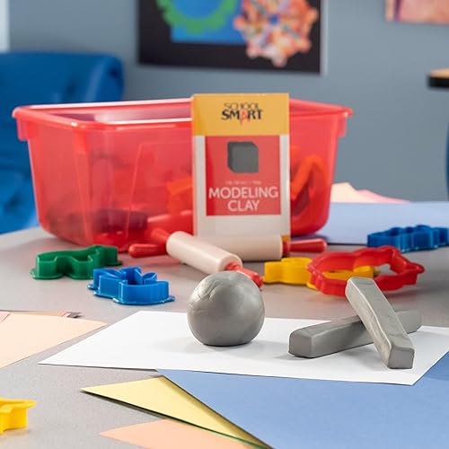 Miniatura 8 de School Smart Arcilla de modelado para uso escolar y doméstico, diseño permanentemente suave, 1 libra, color gris