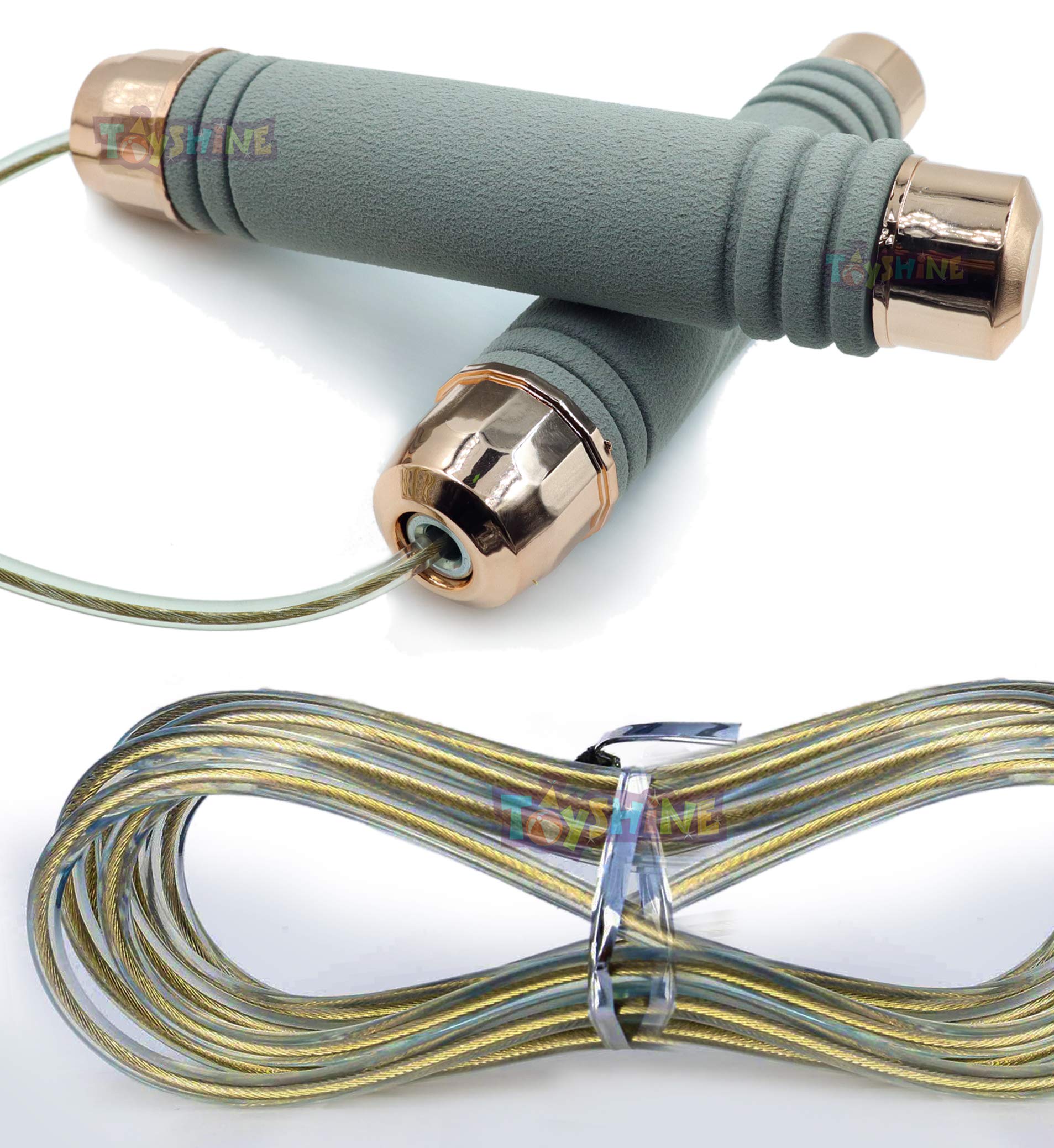Toyshine Grey Gold Bearing Weight Jump Rope- Adjustable Wire Rope with Comfortable Foam Handle, Skipping Rope for Workout and Fitness Training for Men Women and Children (SSTP) - Grey-image-30