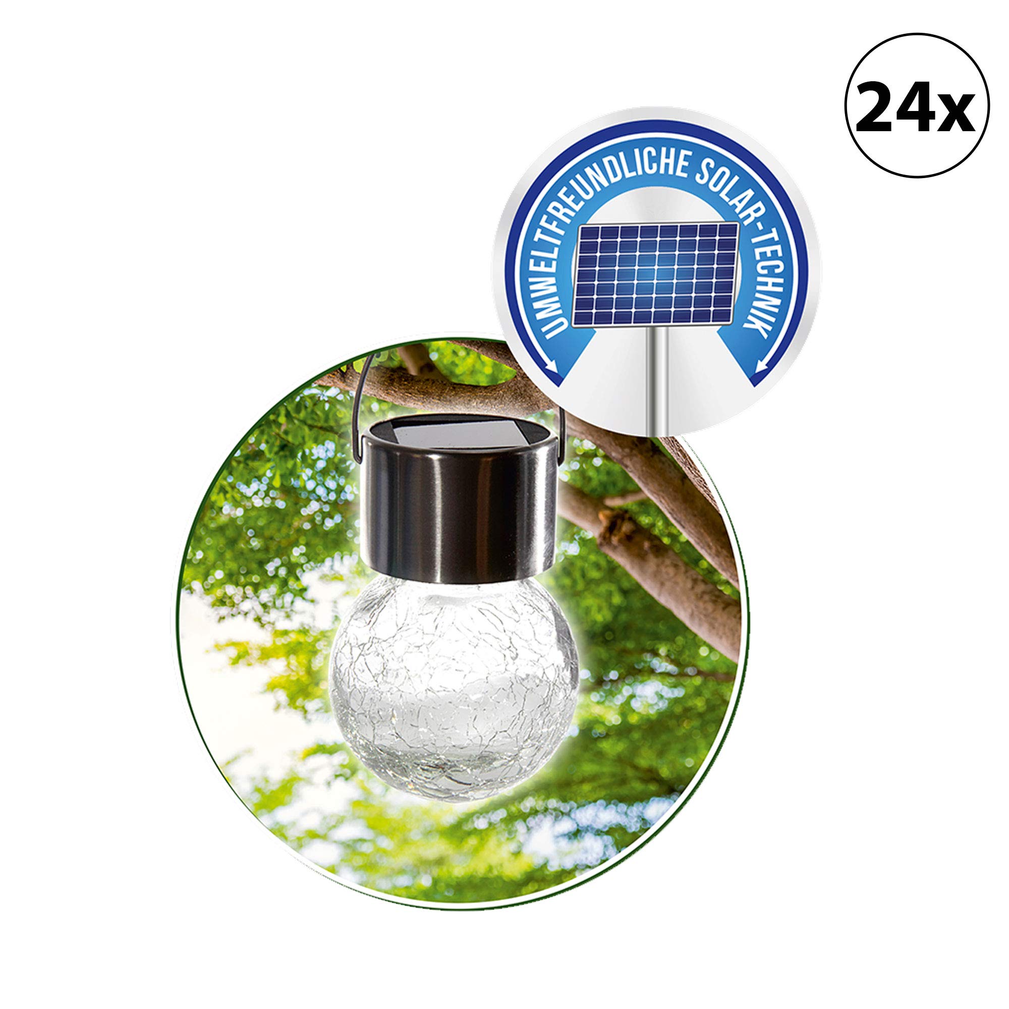 Solarleuchten "Crackle" 6x11cm - Garten - Solar - LED (24x Solarleuchte klar)