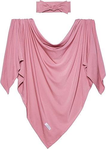 Posh Peanut Nursery,Bedding,Blankets & Swaddlers,Swaddles Posh Peanut Baby Swaddle Blanket- Large Premium Knit Viscose from Bamboo- Infant Swaddling Wrap, Receiving Blanket and Headband Set- Dusty Rose