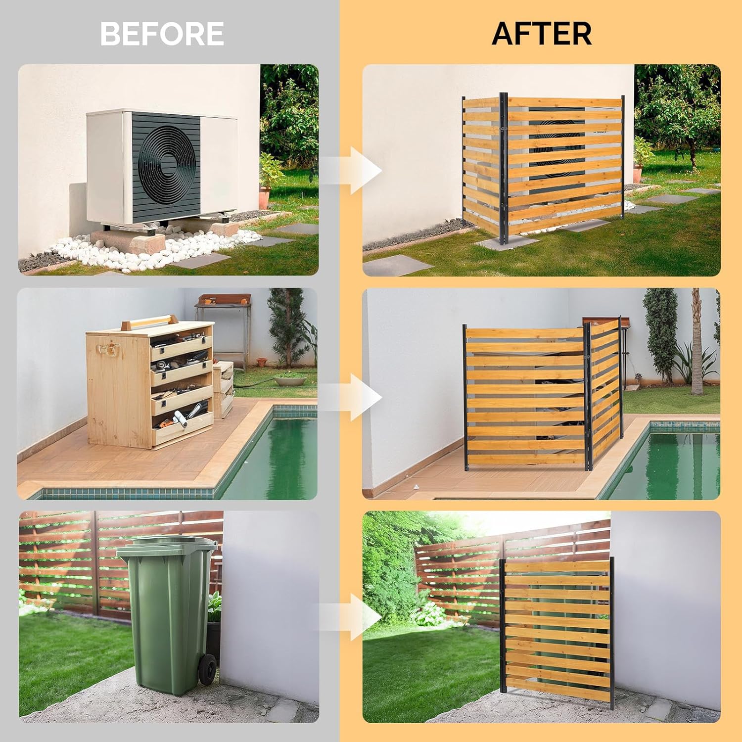 VINGLI Privacy Fence, Air Conditioner Fence, 54 x 39in Privacy Fence Panels for Outside, Outdoor Trash Can Pool Equipment (2 Panels)