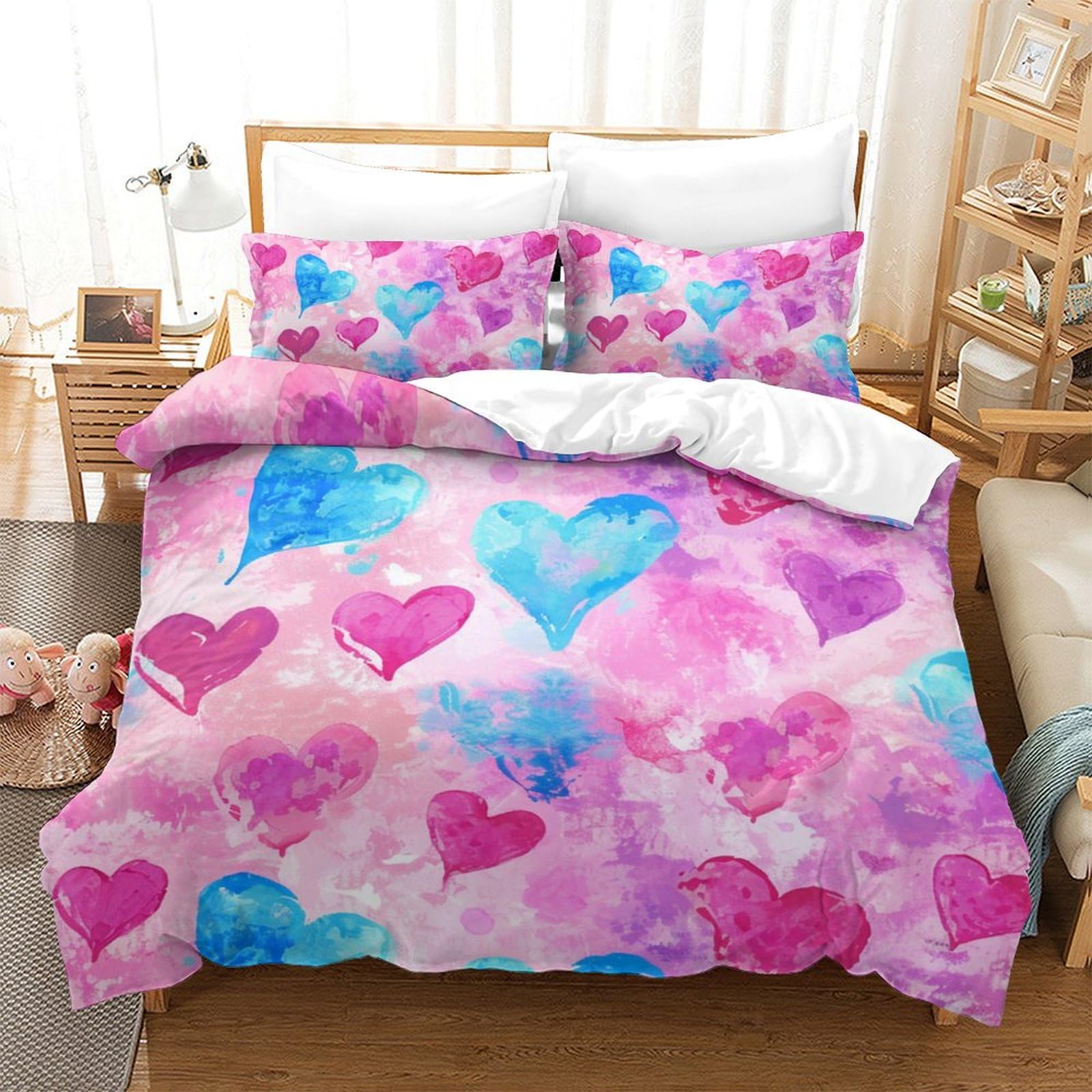Parure de lit motif Amour housse de couette grand lit pour des nuits douillettes