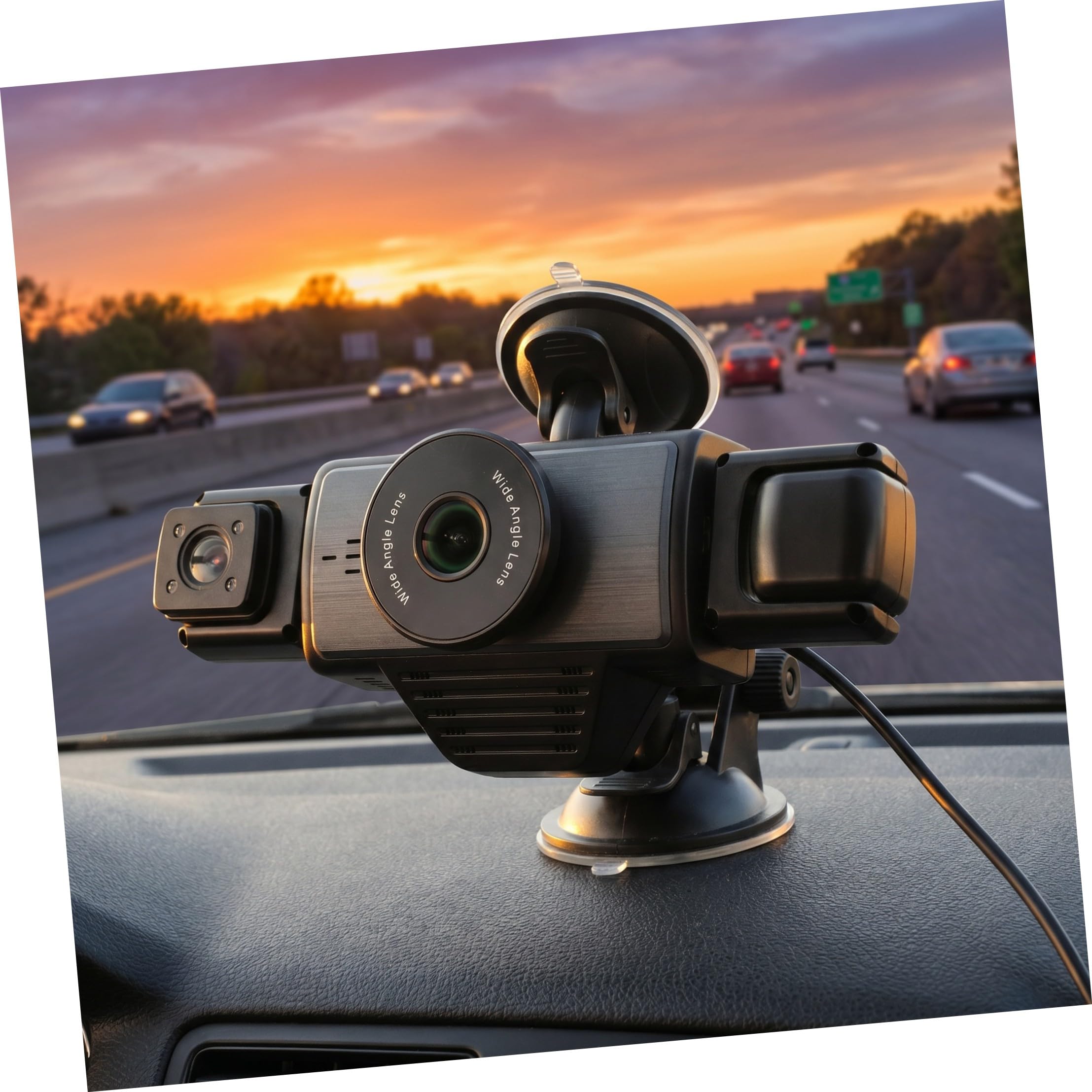ERINGOGO Videoregistratore Auto Wifi a Cinque Vie, Visione Notturna | Registrazione Completa a Copertura , Auto Loop, Abs Nero, per Auto e Viaggio su Strada