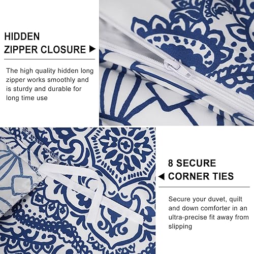 Miniatura 5 de PHF - Juego de funda de edredón suave tamaño Queen juego de funda de edredón bohemia y elegante de 3 piezas colección de ropa de cama de funda de