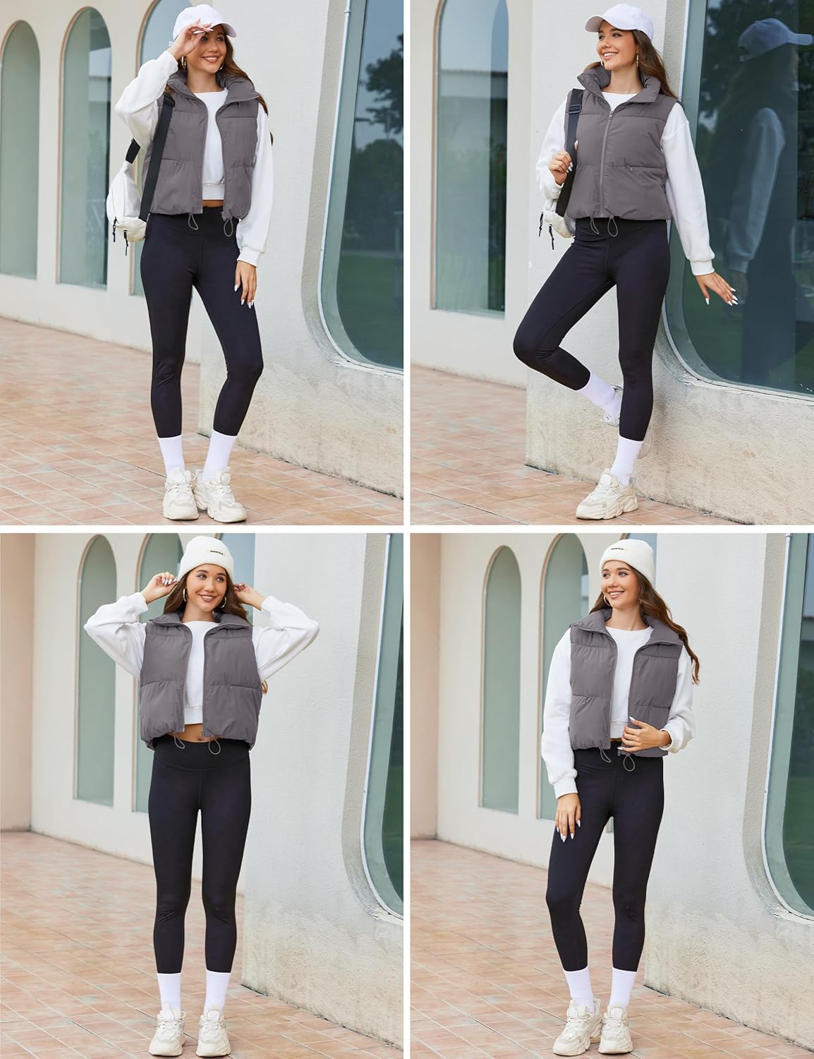 MAGCOMSEN Women's Cropped Puffer Vest Lightweight Zip Up Stand Collar Winter Fashion Outerwear Sleeveless Padded Gilet - Image 5